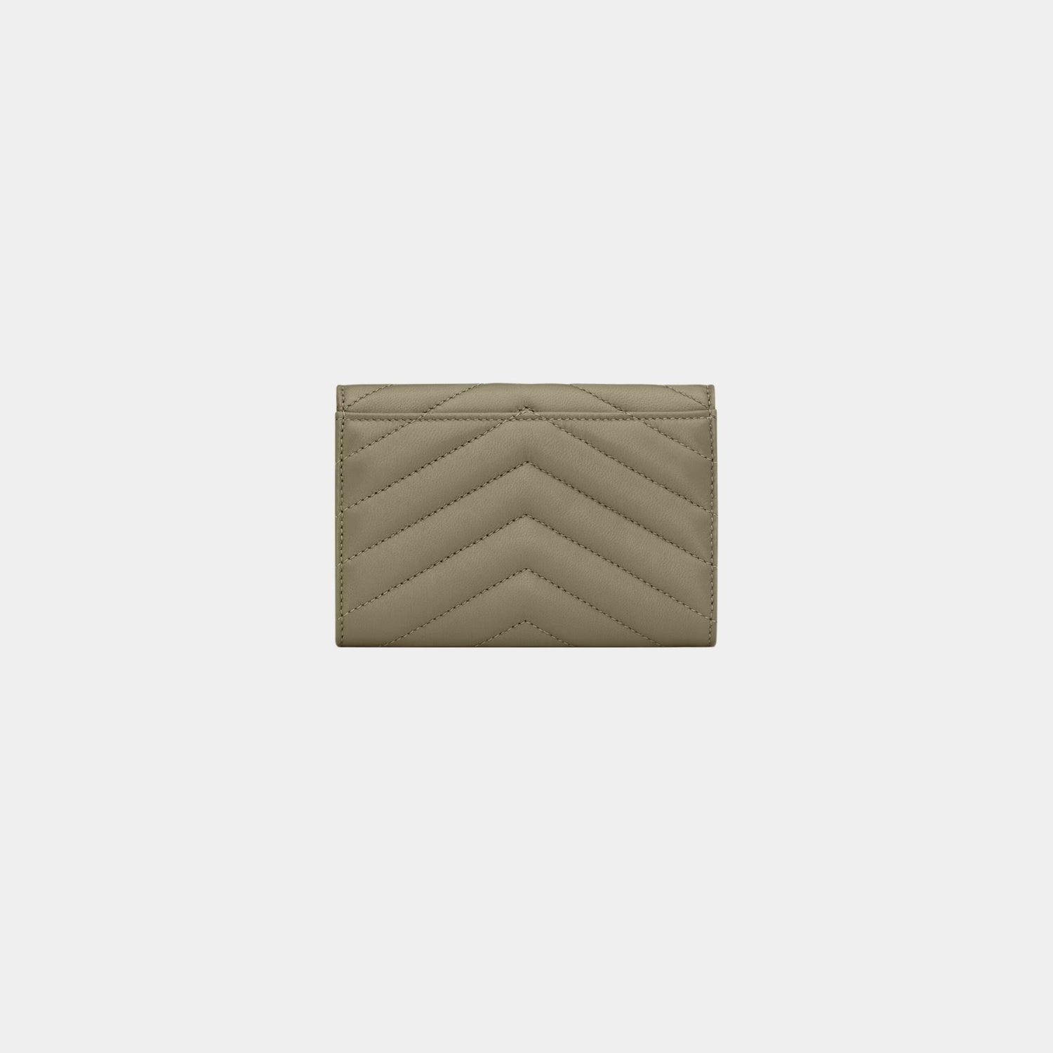 Yves Saint Laurent Cassandre Matelasse Small Envelope Wallet Lambskin, Strong Moss, Back