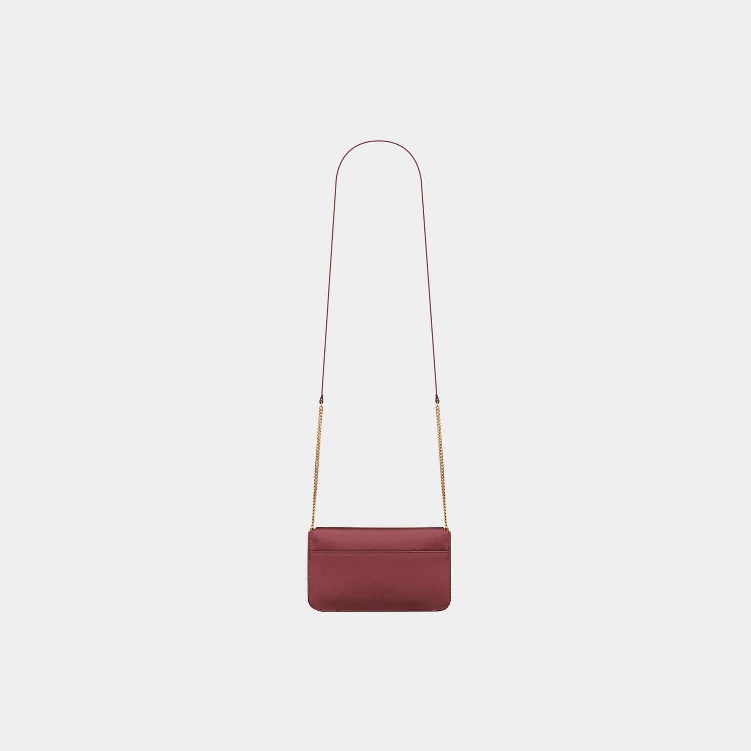 Yves Saint Laurent Cassandre Phone Holder Smooth Leather With Strap, Rouge Merlot, Back