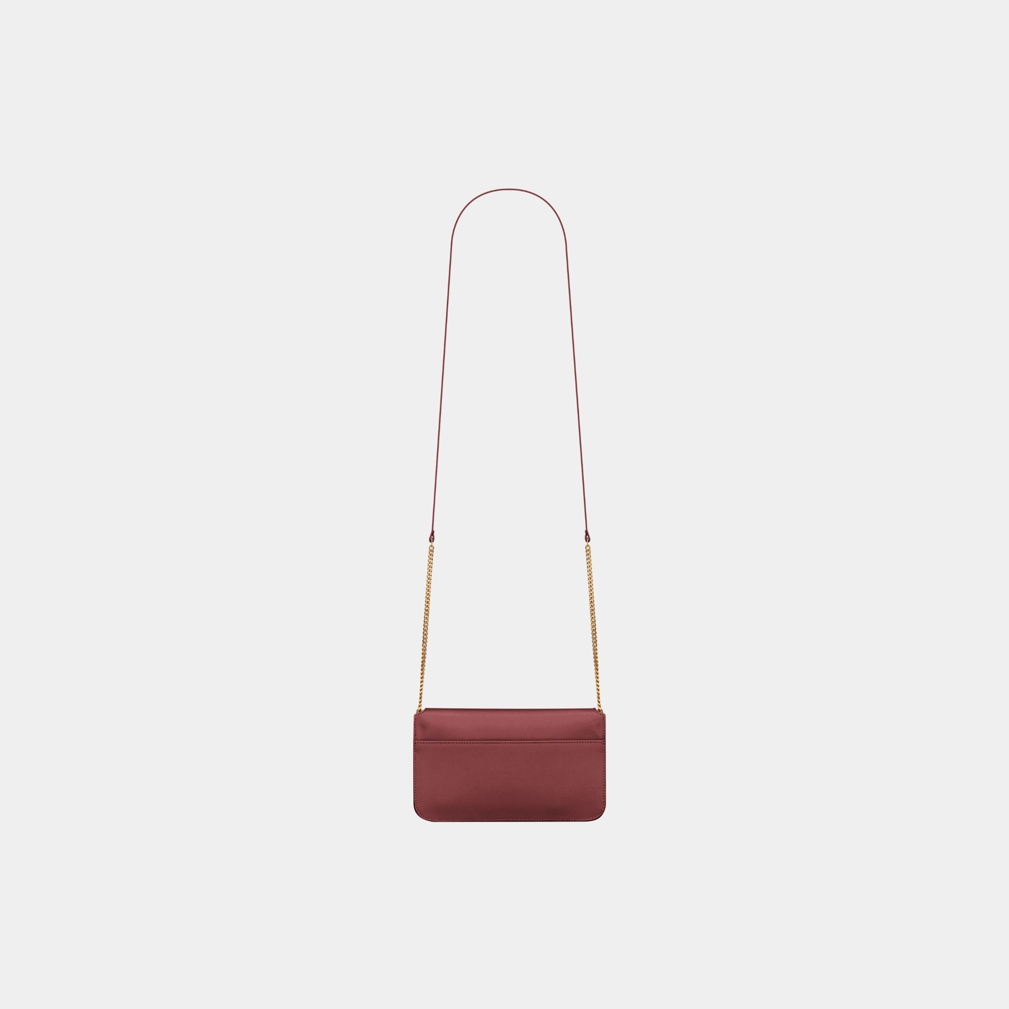 Yves Saint Laurent Cassandre Phone Holder Smooth Leather With Strap, Rouge Merlot, Back