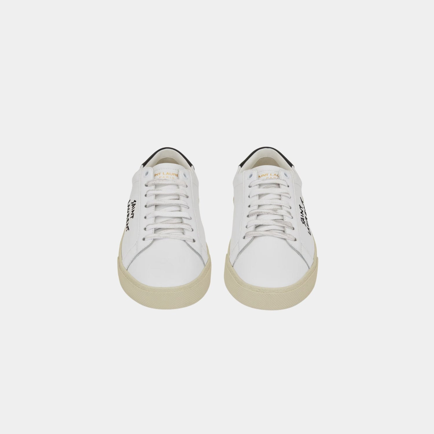 Yves Saint Laurent Court Classic SL/06 Embroidered Leather Sneakers, Optic White, Front