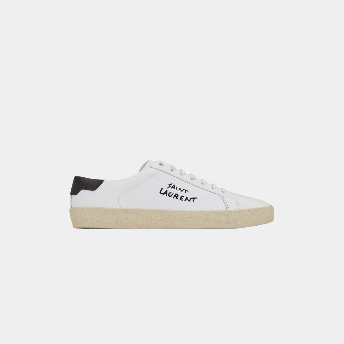 Yves Saint Laurent Court Classic SL/06 Embroidered Leather Sneakers, Optic White, Side
