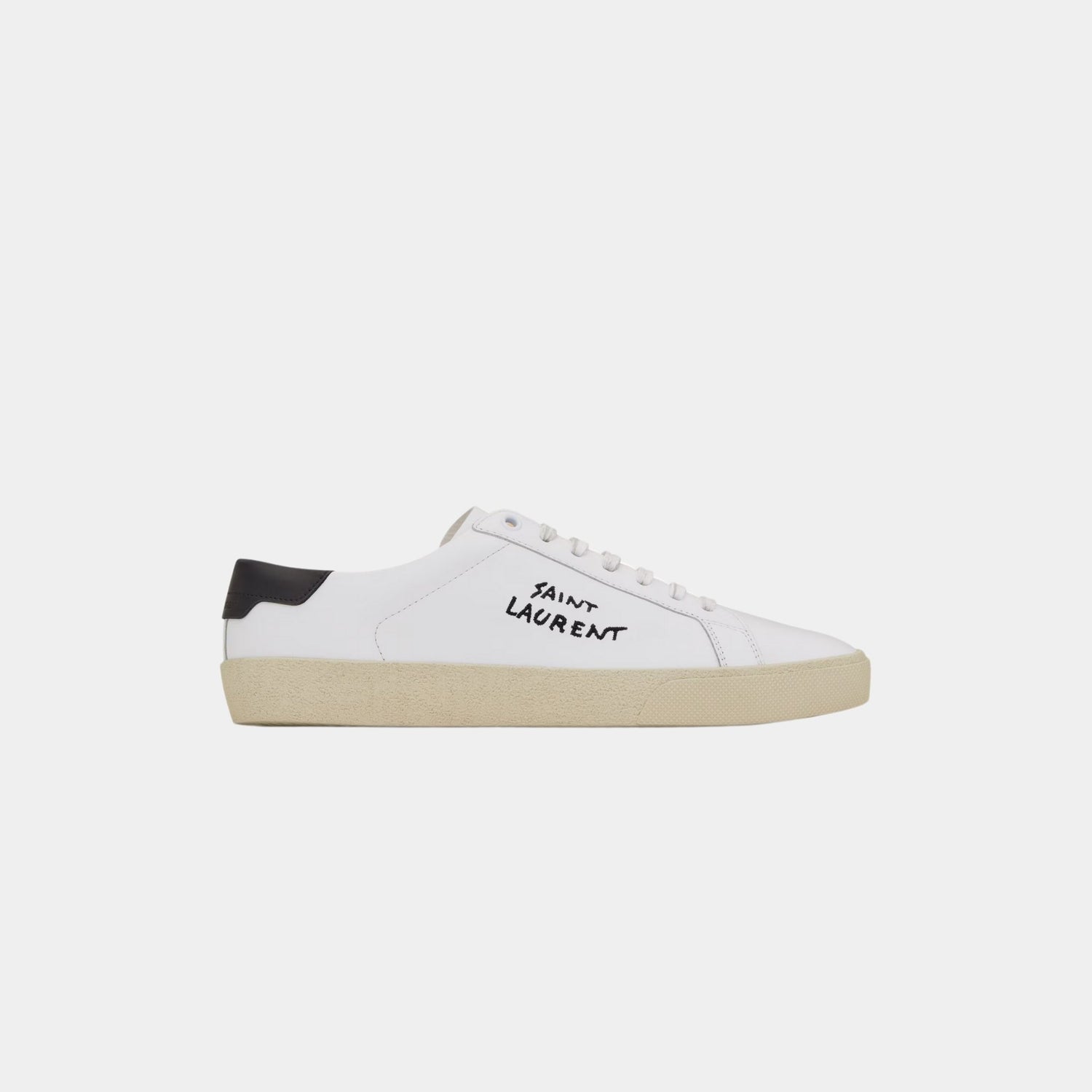Yves Saint Laurent Court Classic SL/06 Embroidered Leather Sneakers, Optic White, Side