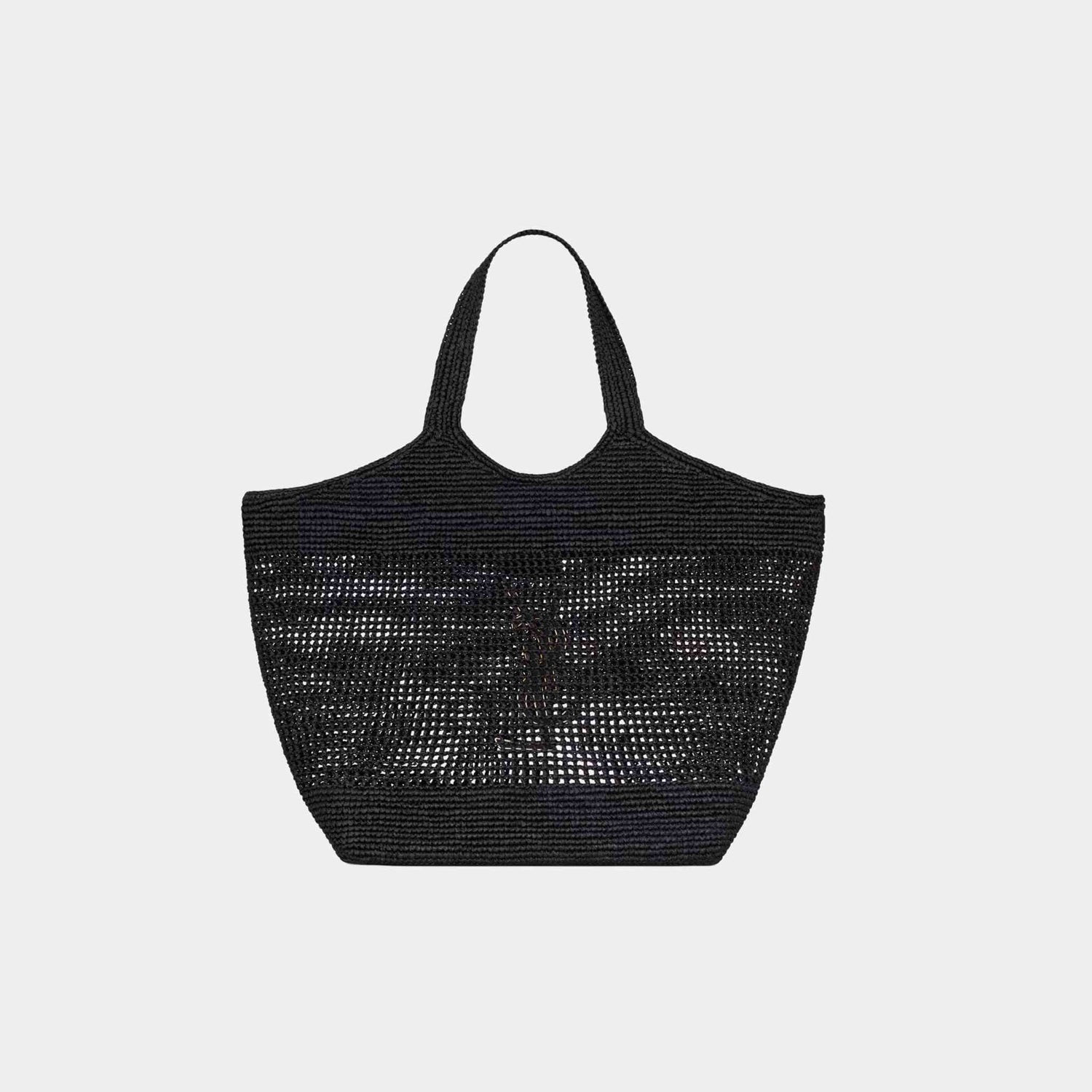 Yves Saint Laurent Icare Maxi Tote In Raffia, Black, Back