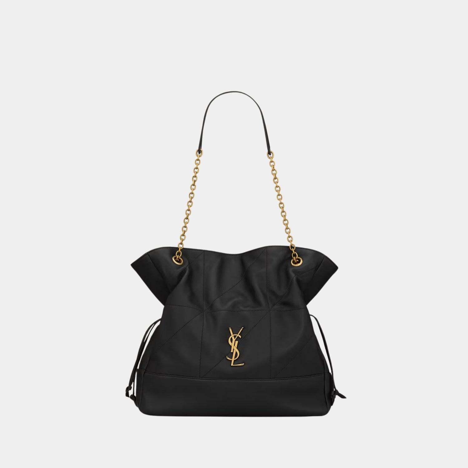 Yves Saint Laurent Jamie Shopping In Lambskin, Black, Front