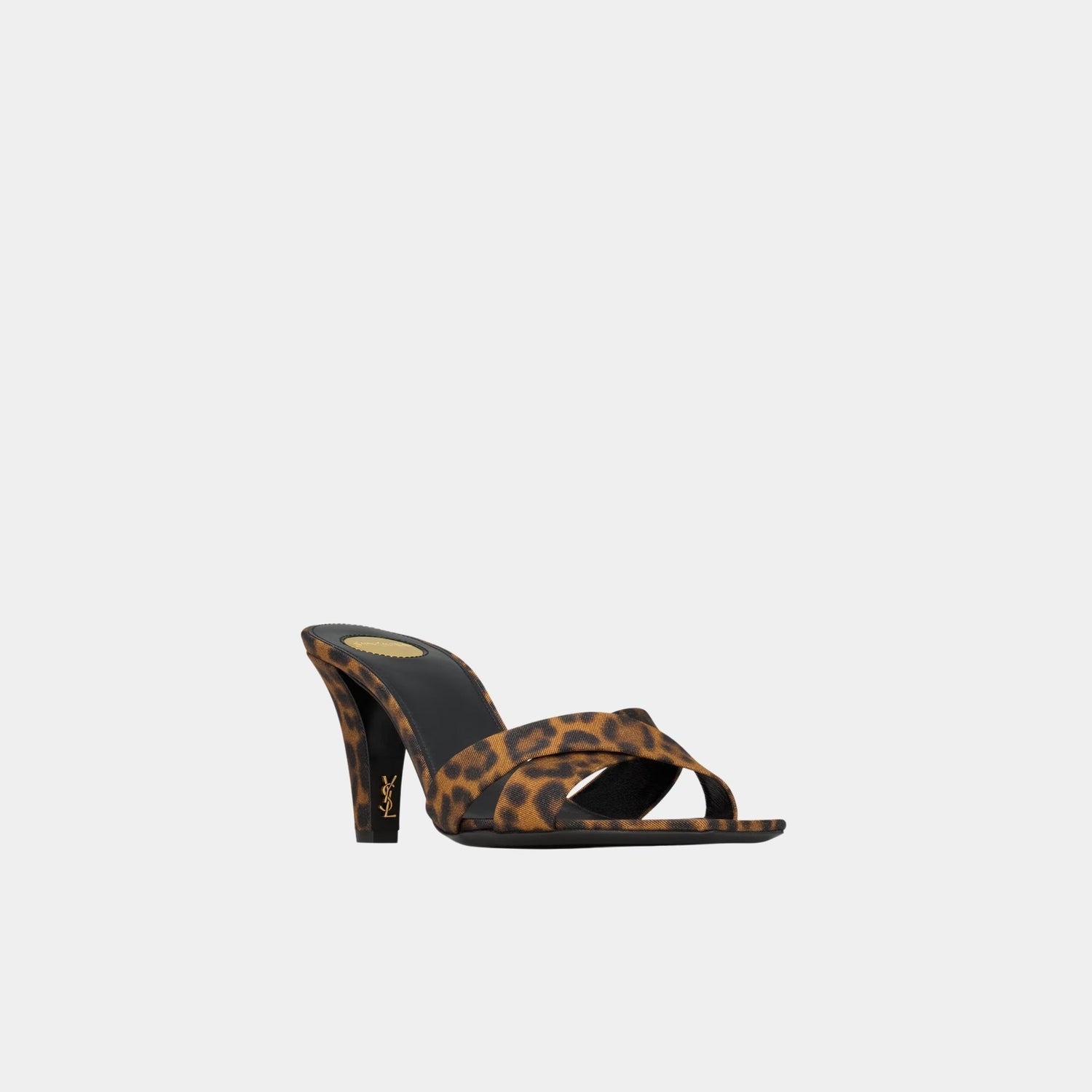 Yves Saint Laurent Jill Mules In Leopard Grosgrain, Side, Front