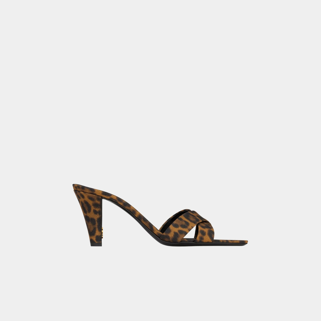 Yves Saint Laurent Jill Mules In Leopard Grosgrain, Side