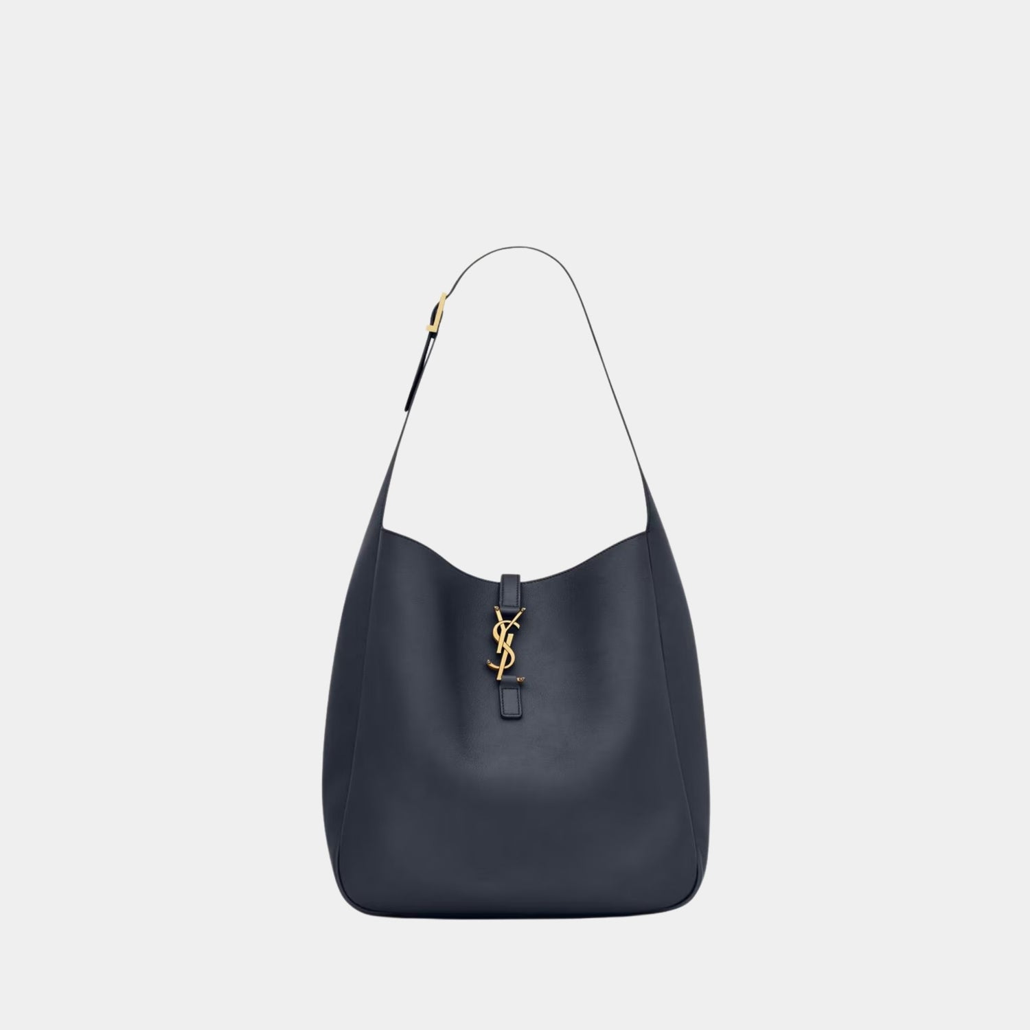 Yves Saint Laurent Le 5 A 7 Supple Large In Grained Leather, Bleu Abysse, Front