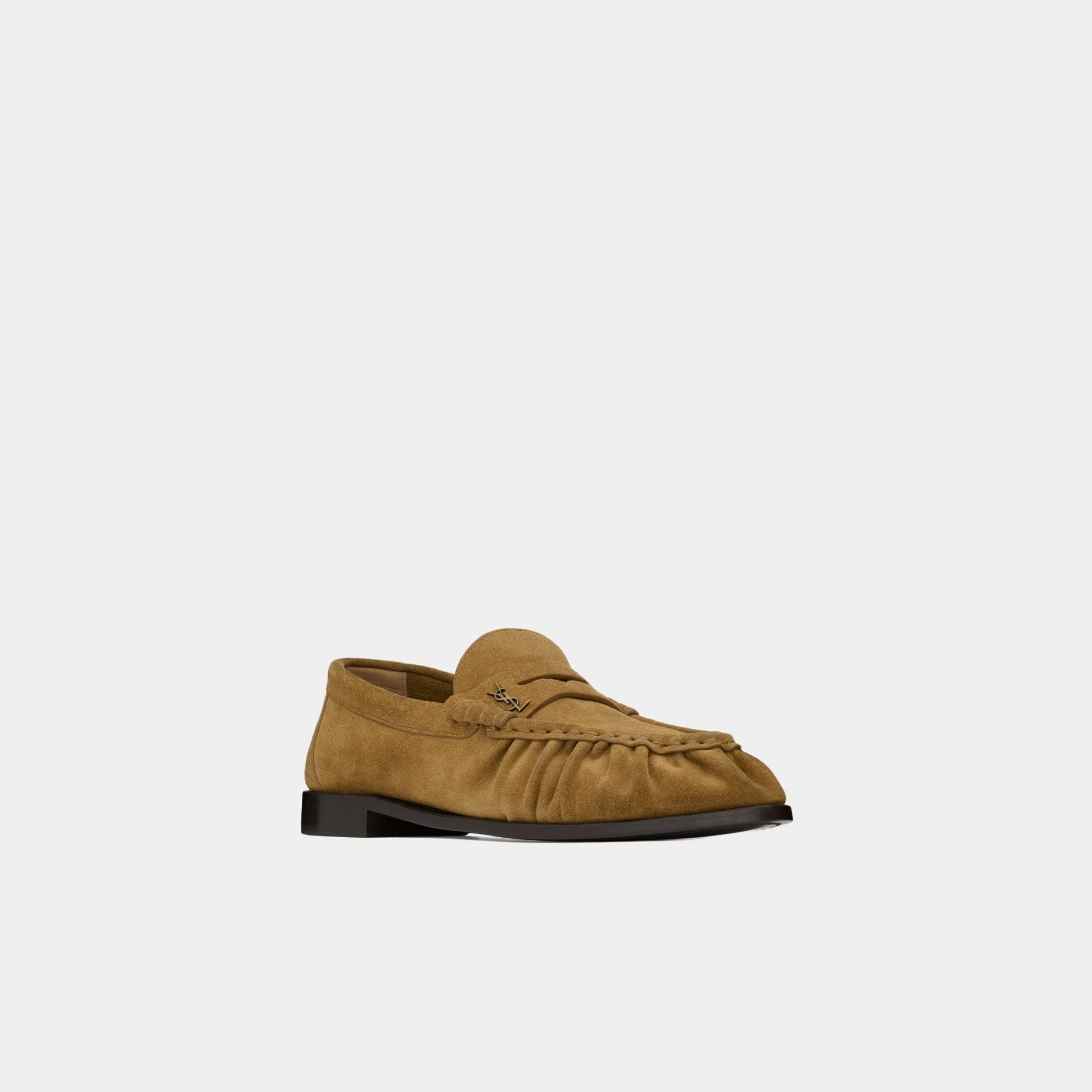 Yves Saint Laurent Le Loafer Supple In Suede, Cognac, Front