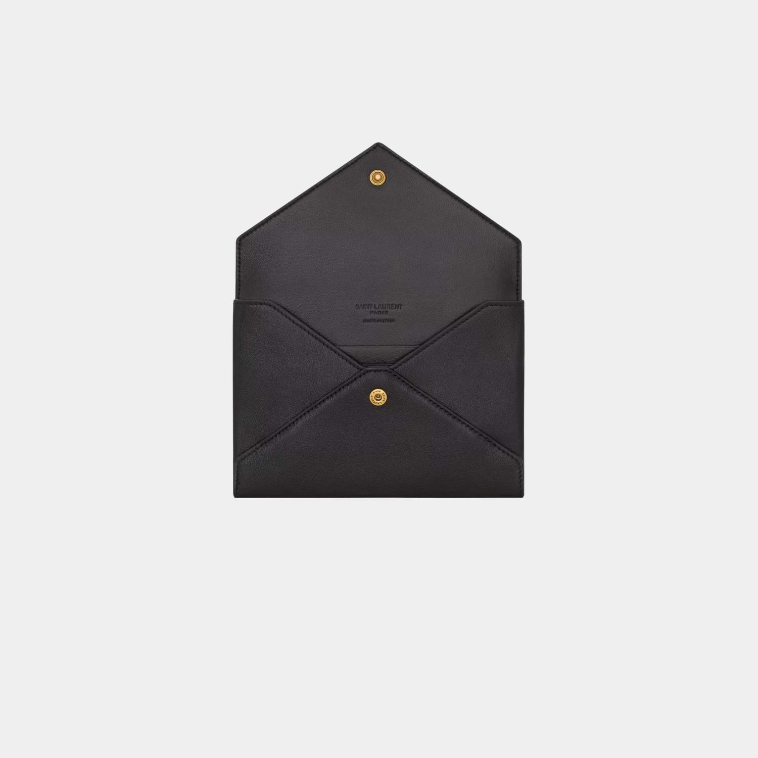 Yves Saint Laurent Letter Passport Case In Leather, Black, Open