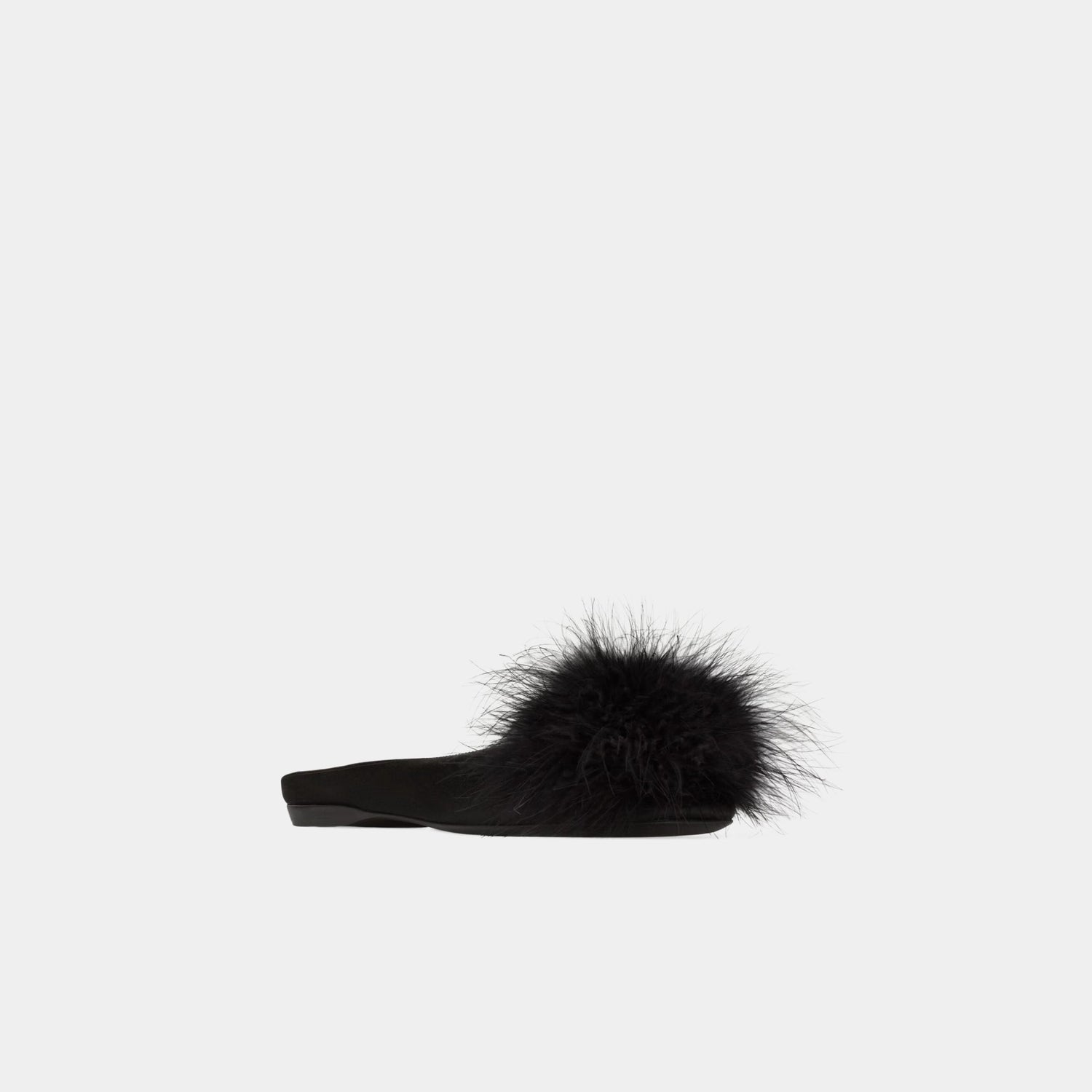 Yves Saint Laurent Lido Slip-Ons In Satin Crepe And Feathers, Front