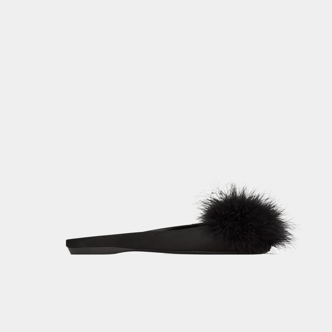 Yves Saint Laurent Lido Slip-Ons In Satin Crepe And Feathers, Side