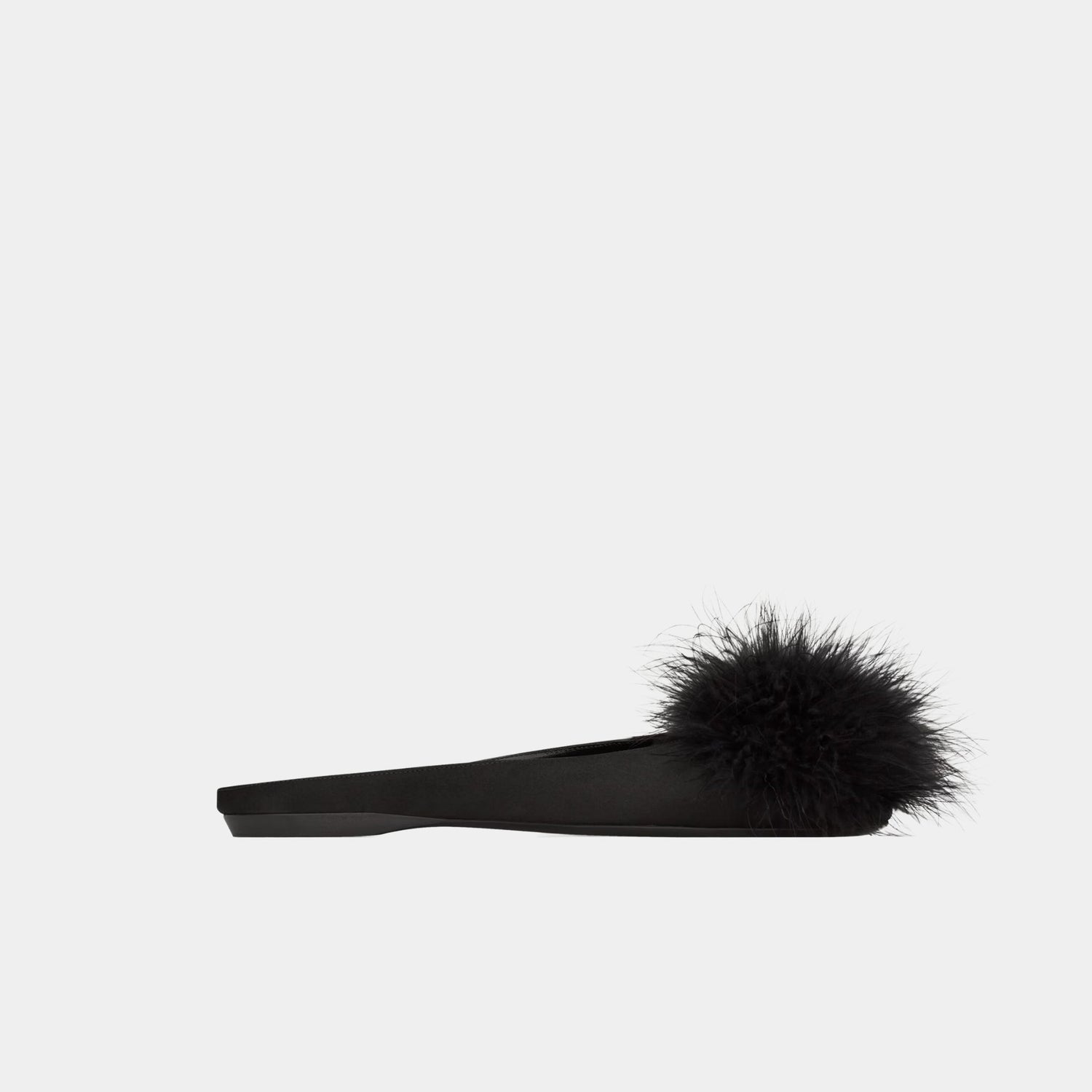 Yves Saint Laurent Lido Slip-Ons In Satin Crepe And Feathers, Side