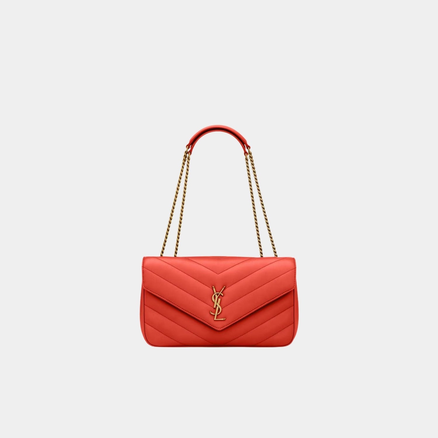 Yves Saint Laurent Loulou Medium In Matelasse Lambskin, Celosia, Front