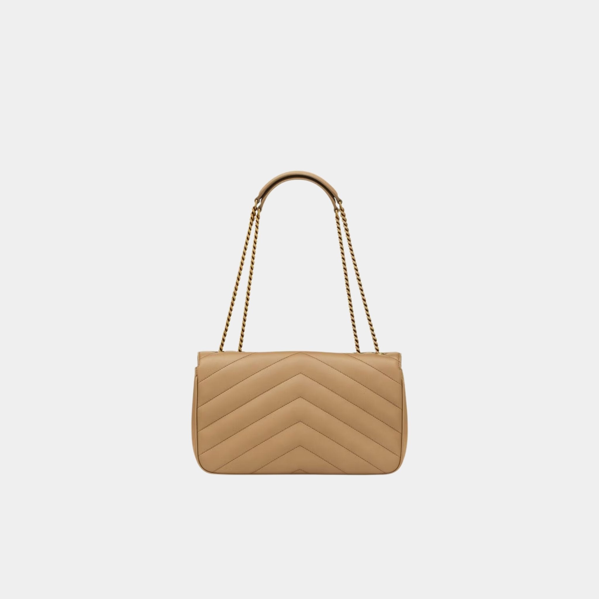 Yves Saint Laurent Loulou Medium In Matelasse Lambskin, Natural Tan, Back