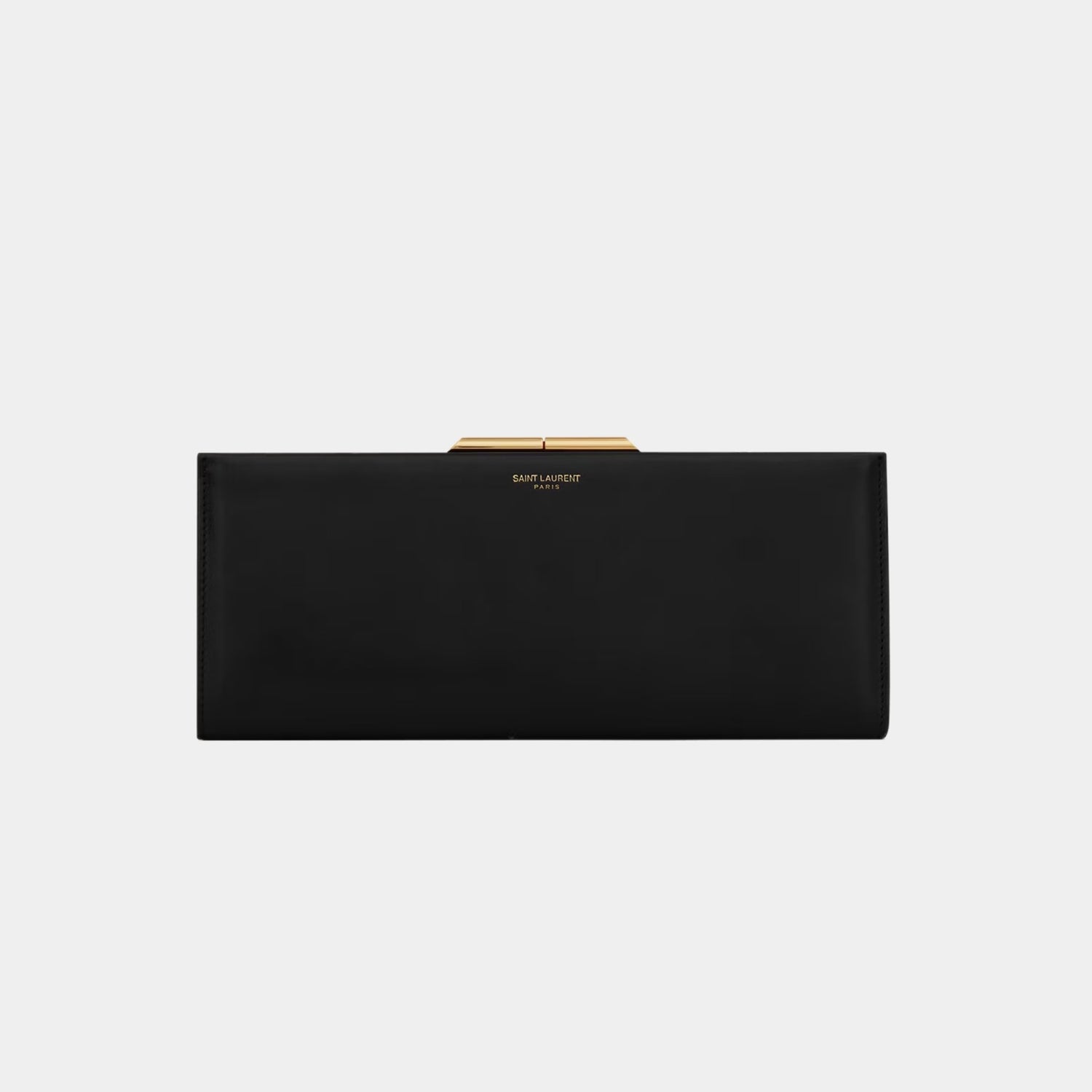 Yves Saint Laurent Midnight Small Clutch In Smooth Leather, Black, Front