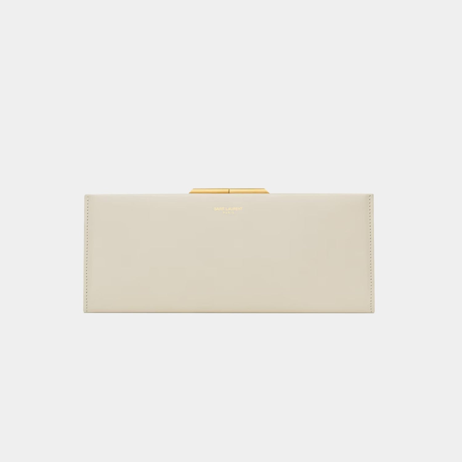 Yves Saint Laurent Midnight Small Clutch In Smooth Leather, Blanc Vintage, Front