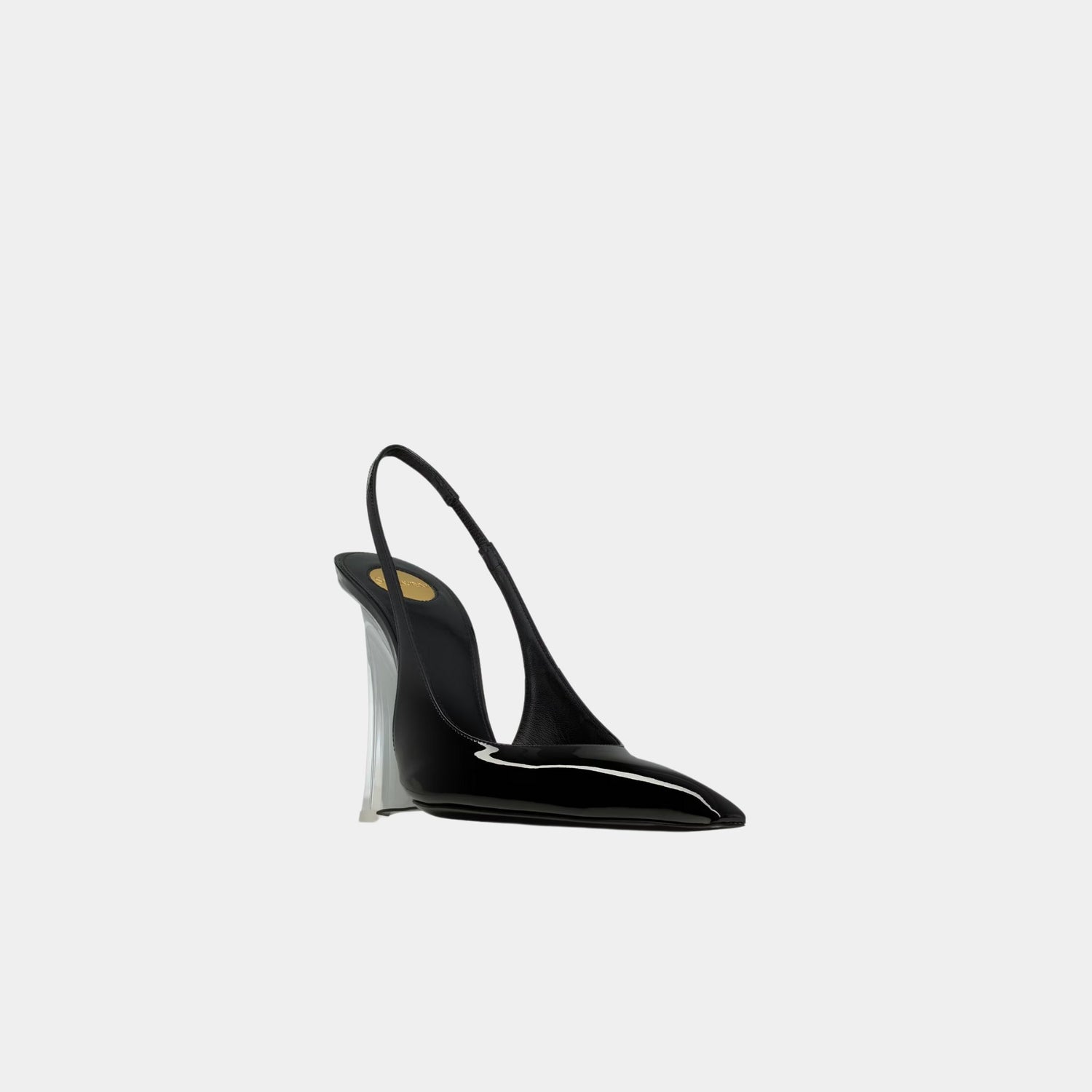 Yves Saint Laurent Miller Wedges In Glazed Leather Noir, Front