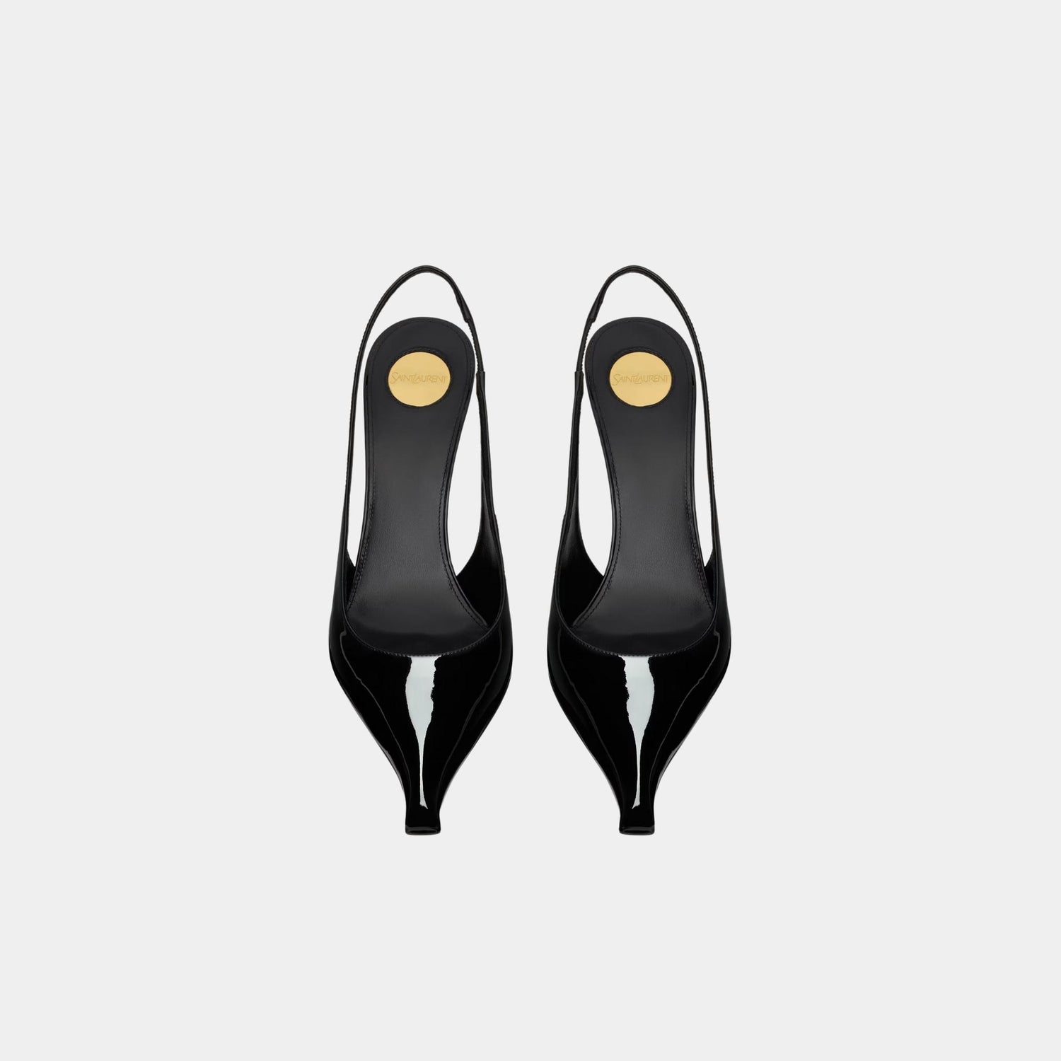 Yves Saint Laurent Miller Wedges In Glazed Leather Noir, Top