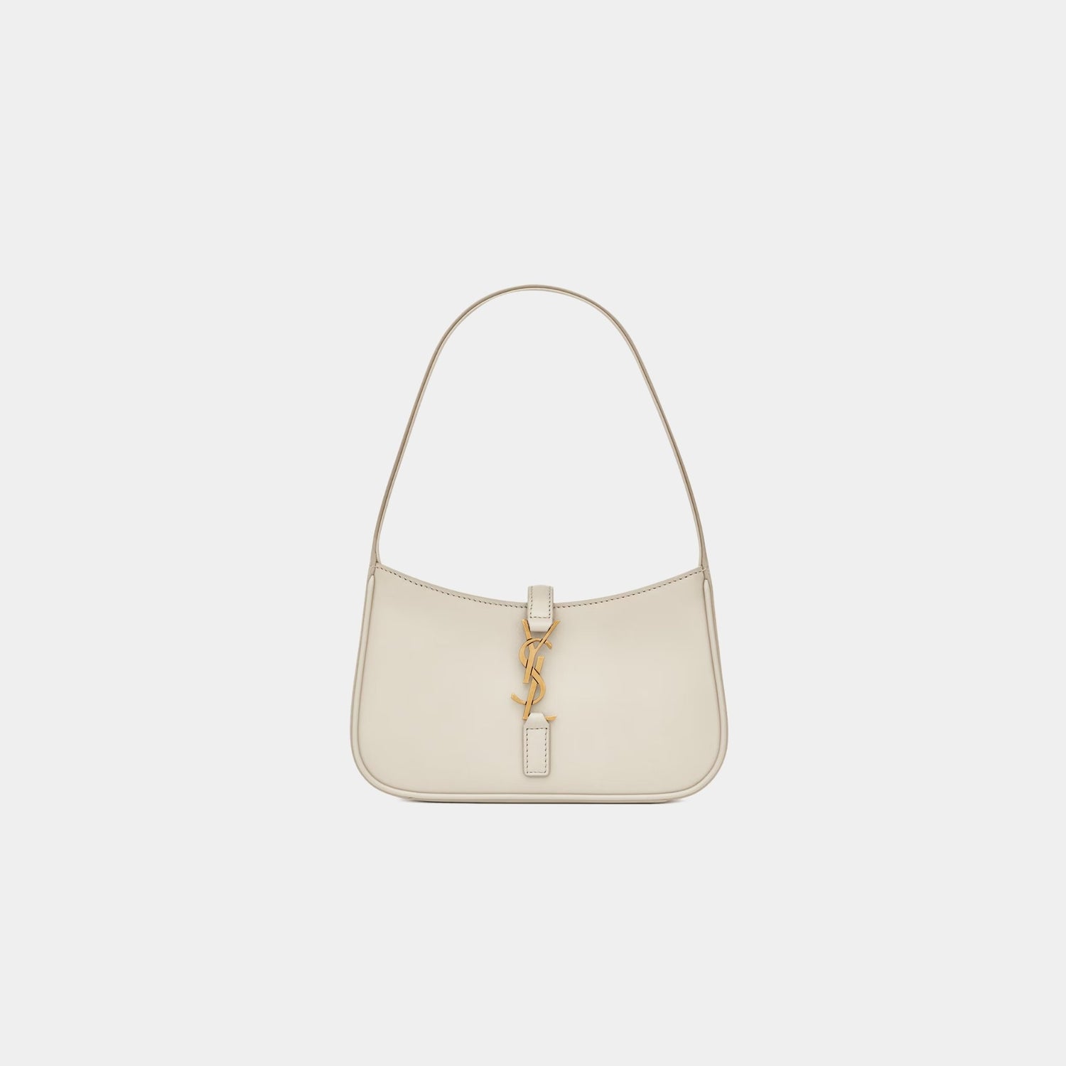 Yves Saint Laurent Mini Le 5 A 7 In Smooth Leather, Blanc Vintage, Front