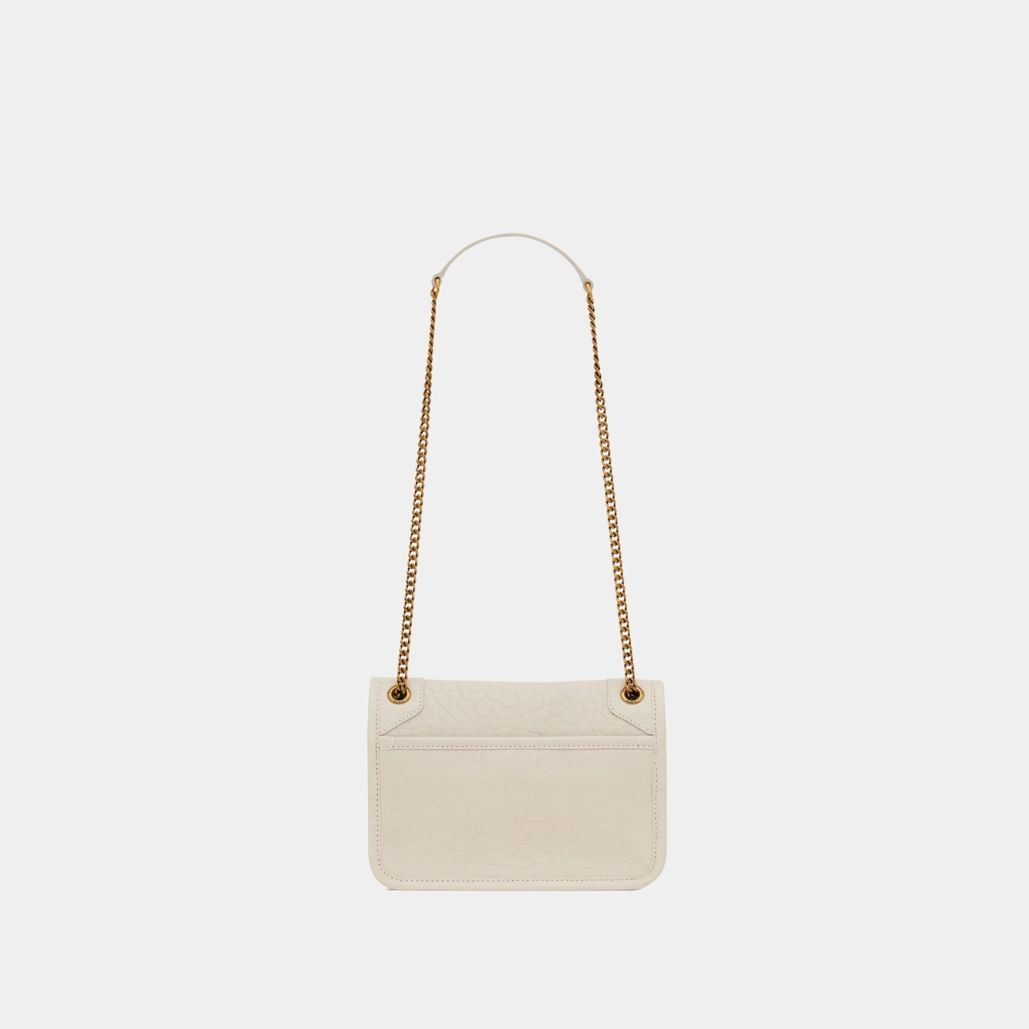 Yves Saint Laurent Niki Mini In Grained Lambskin, Blanc Vintage, Back