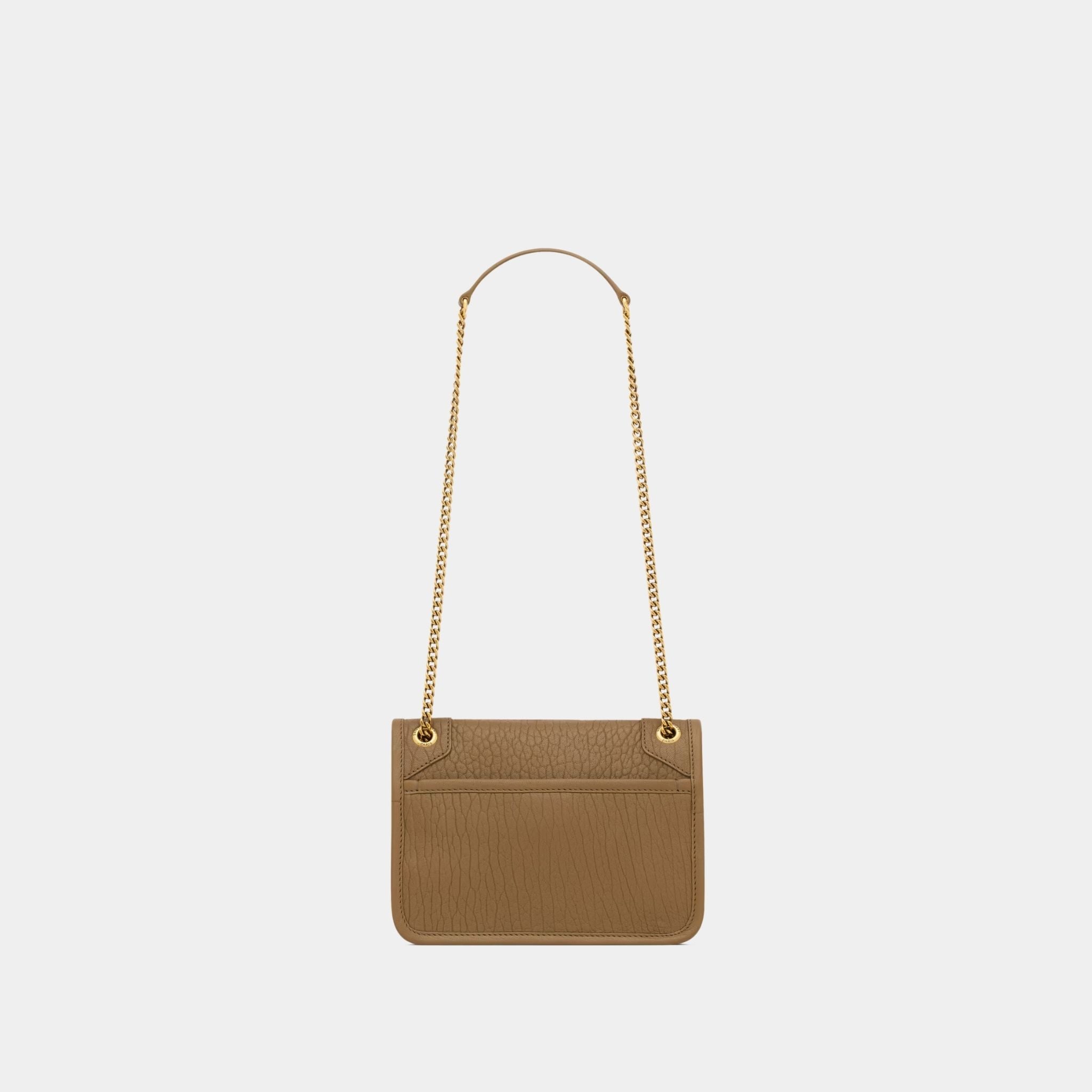 Yves Saint Laurent Niki Mini In Grained Lambskin, Dark Cork, Back
