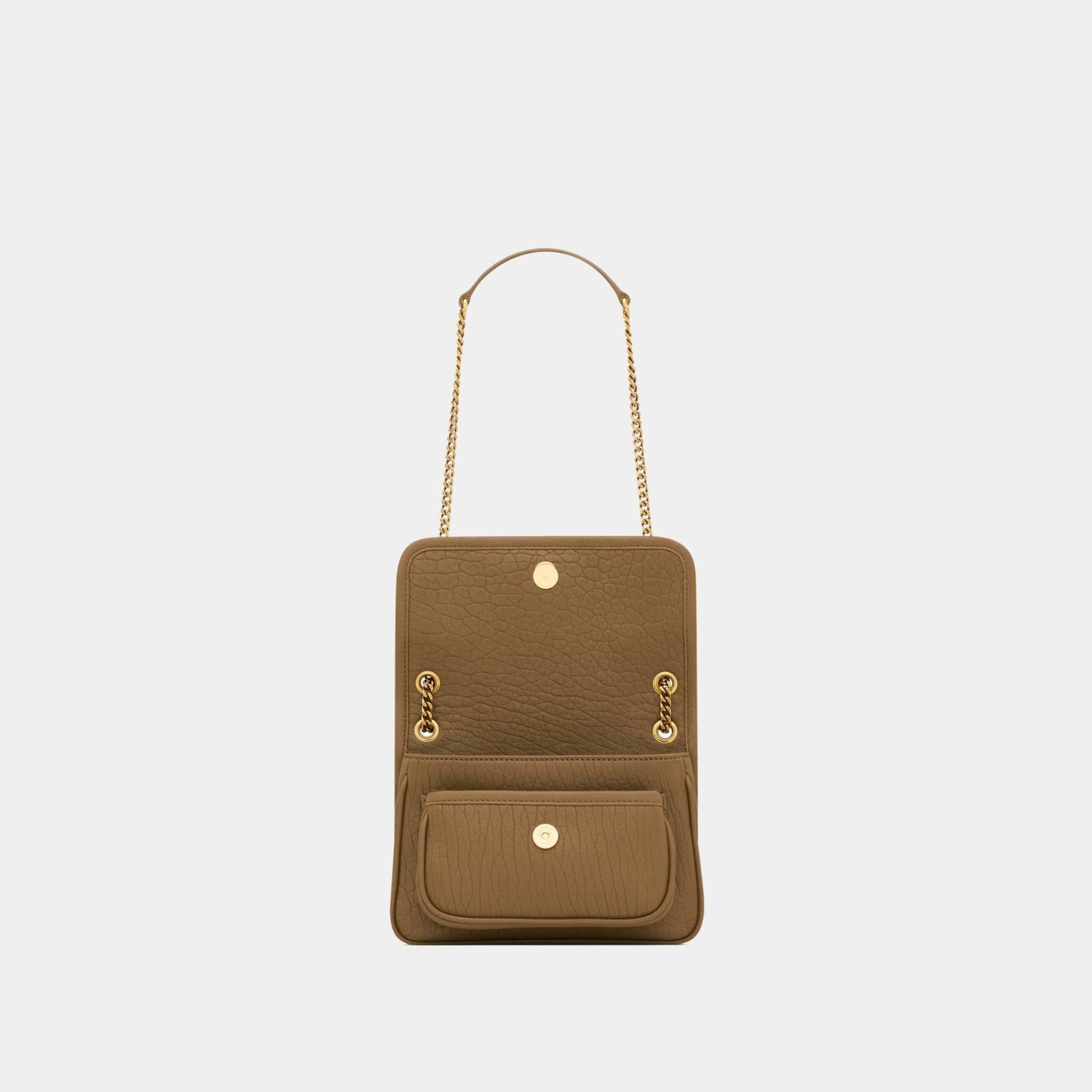 Yves Saint Laurent Niki Mini In Grained Lambskin, Dark Cork, Open