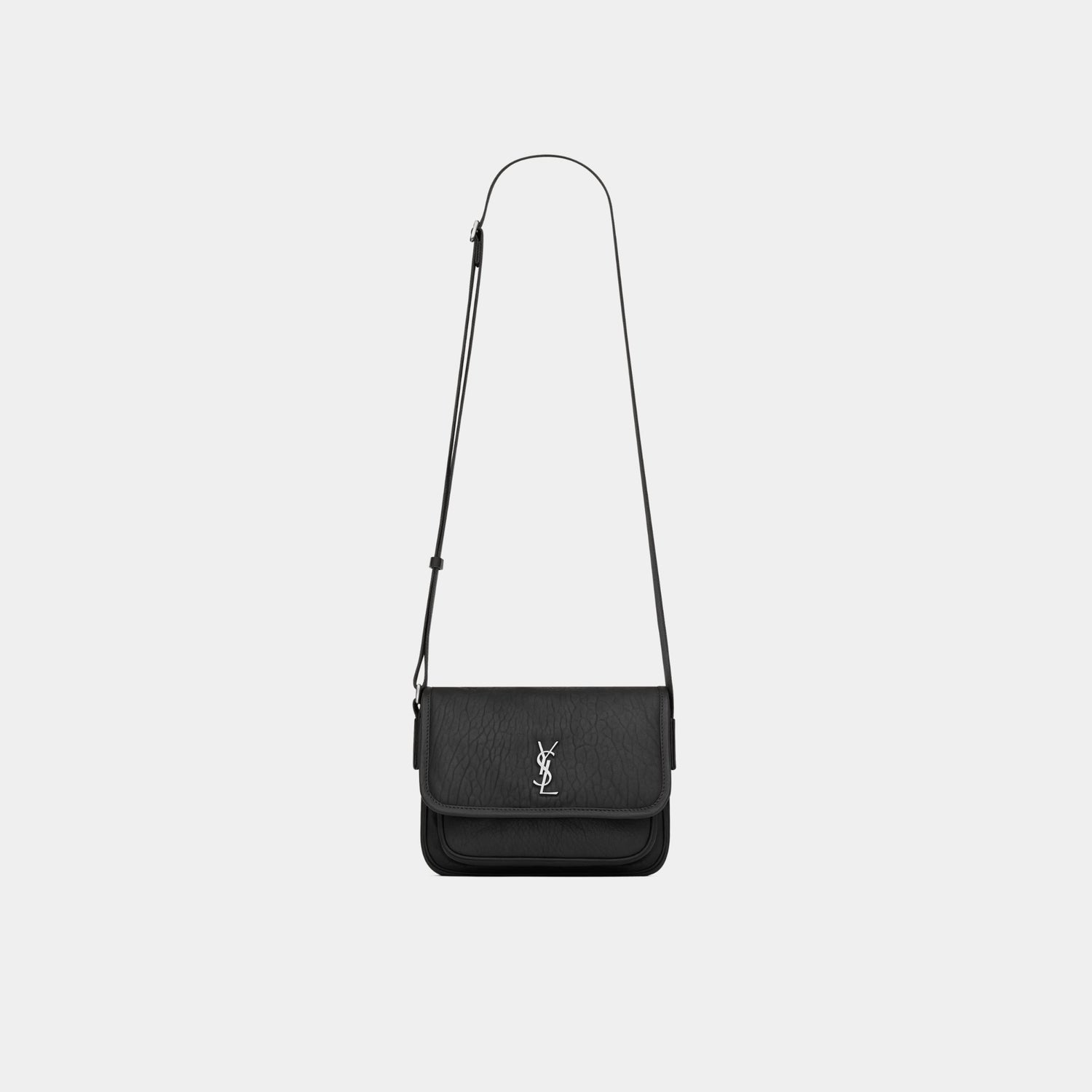 Yves Saint Laurent Niki Small Messenger In Grained Lambskin, Black, Front
