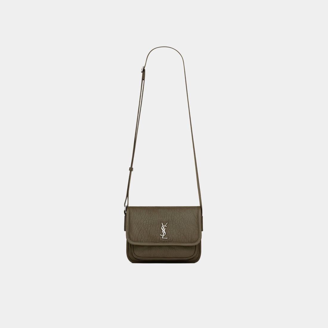 Yves Saint Laurent Niki Small Messenger In Grained Lambskin, Light Musk, Front