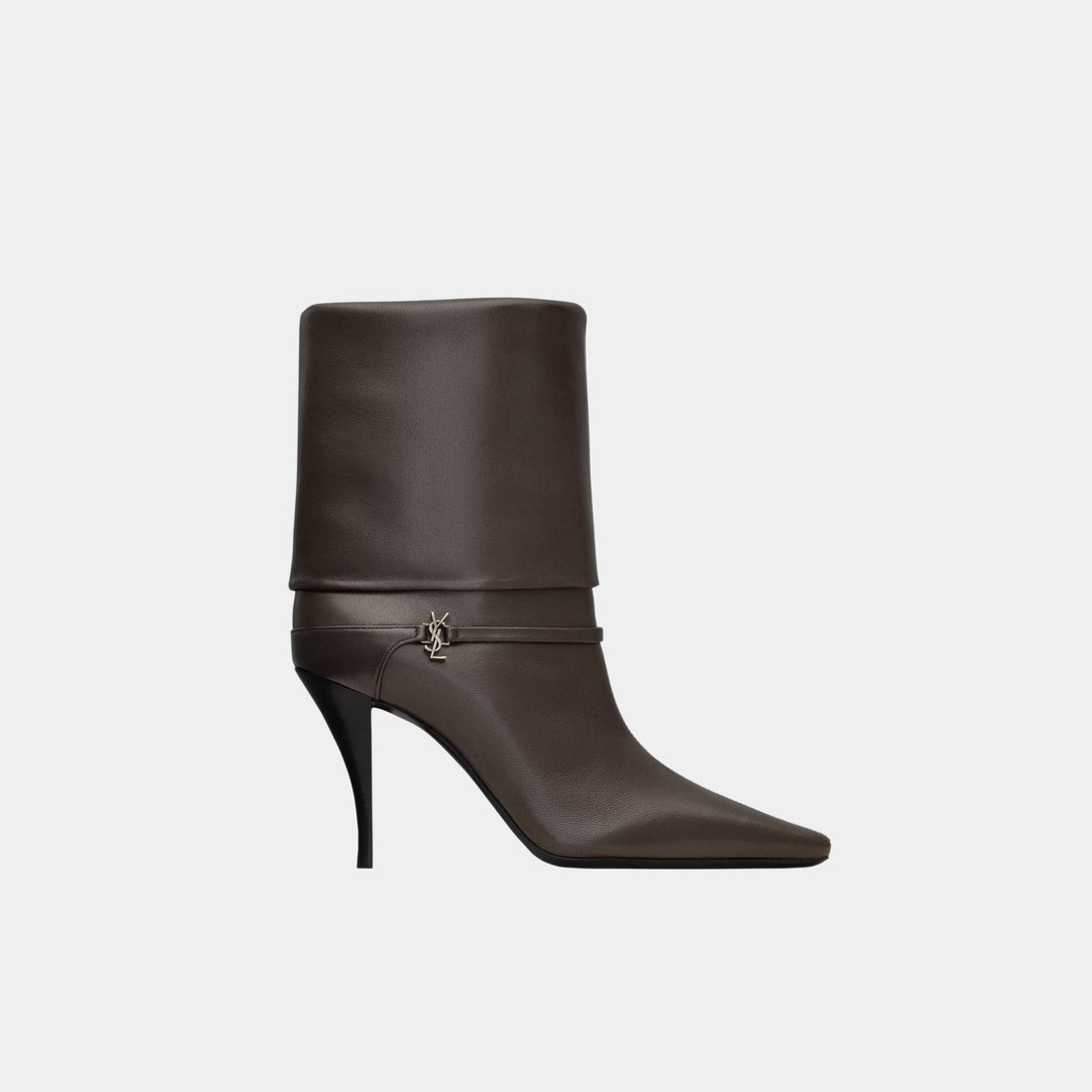 Yves Saint Laurent Niki Smooth Leather Ankle Boots, Eagle Brown, Side