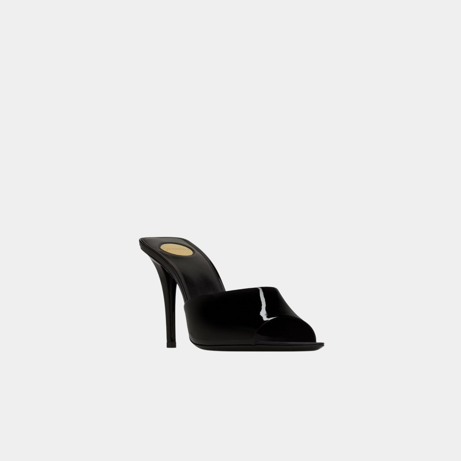 Yves Saint Laurent Romy Mules In Patent Leather, Black, Side, Front