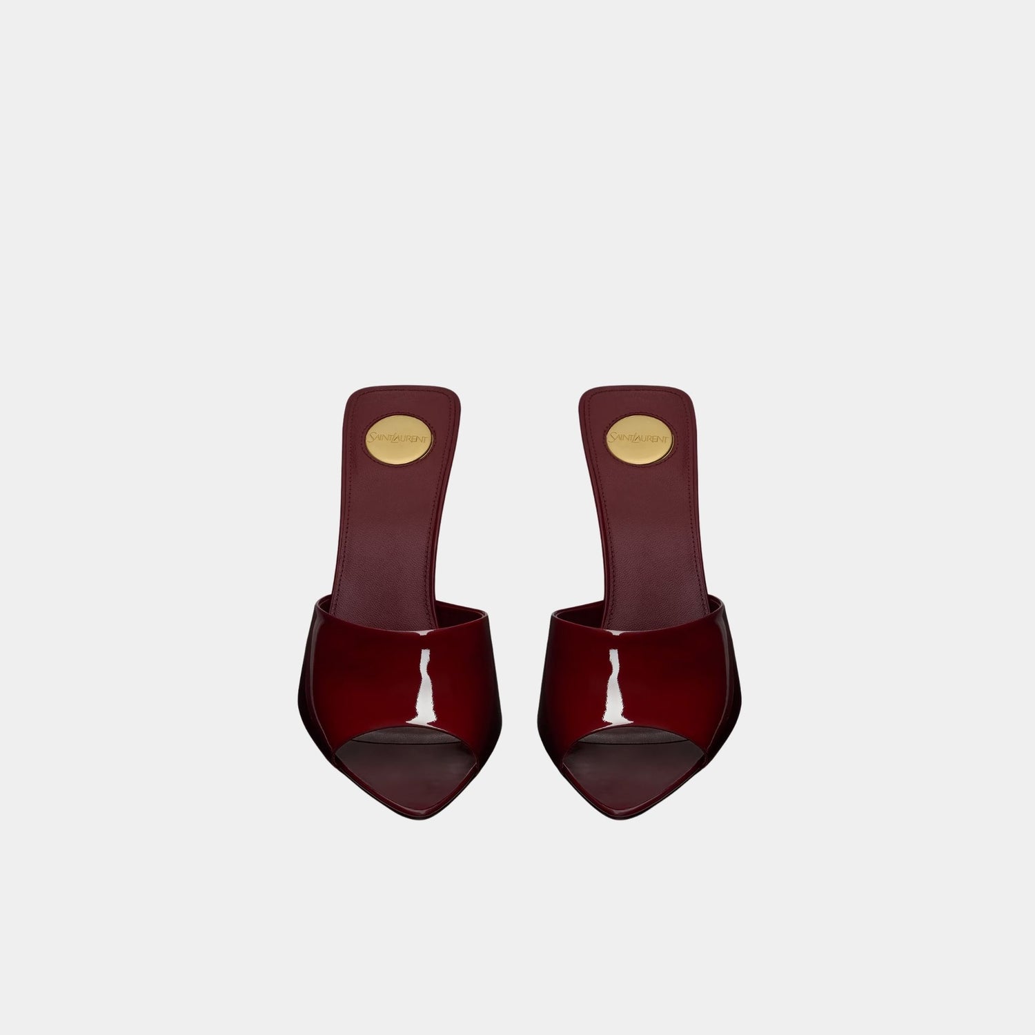Yves Saint Laurent Romy Mules In Patent Leather, Grenade, Front