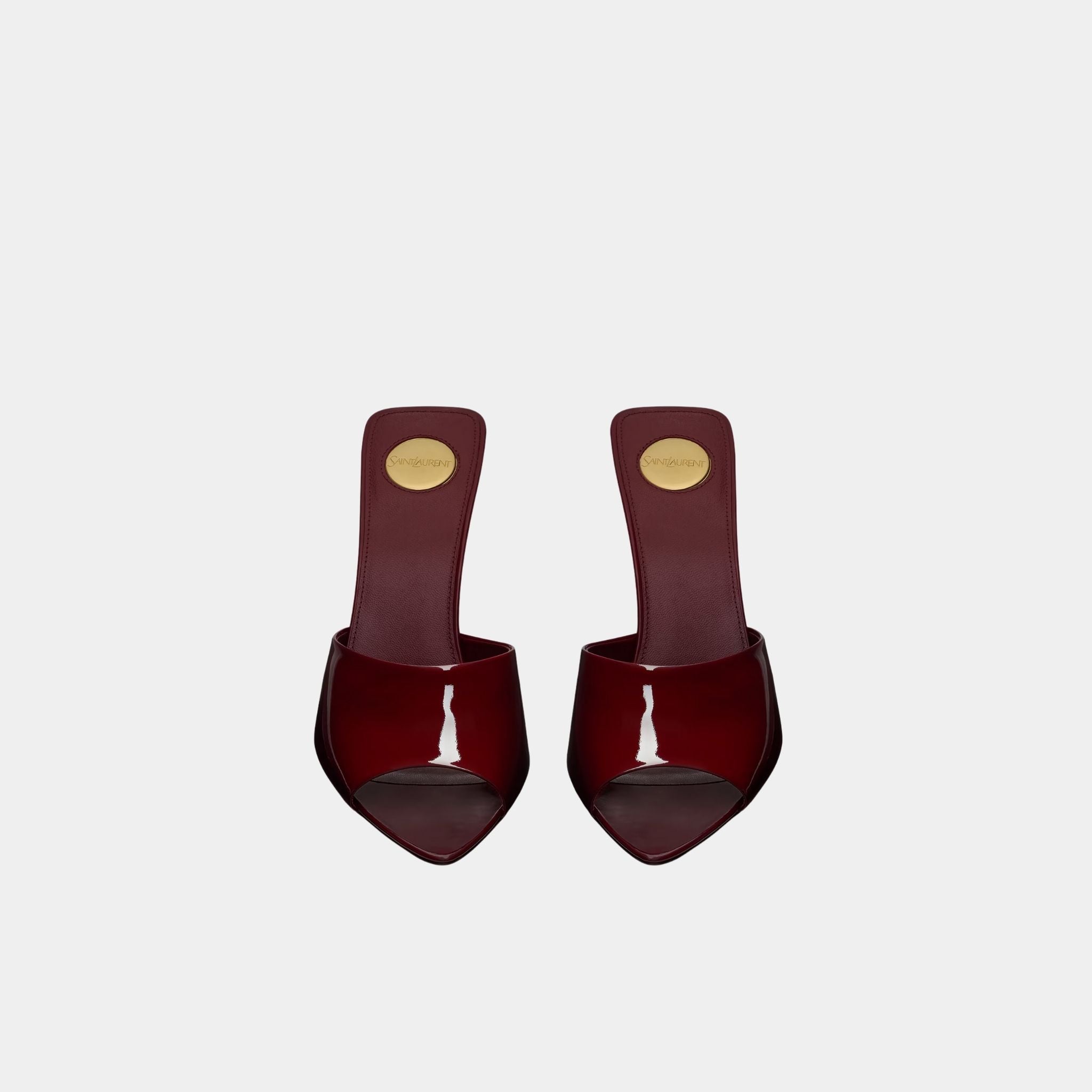 Yves Saint Laurent Romy Mules In Patent Leather, Grenade, Front