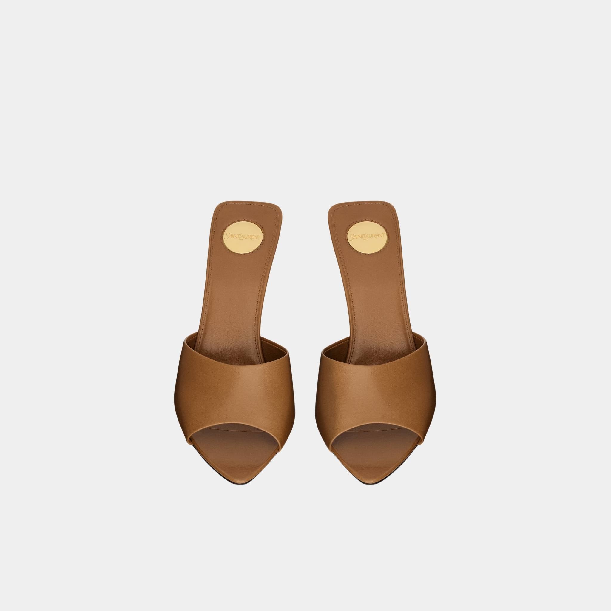 Yves Saint Laurent Romy Mules In Smooth Leather, Macadamia, Front