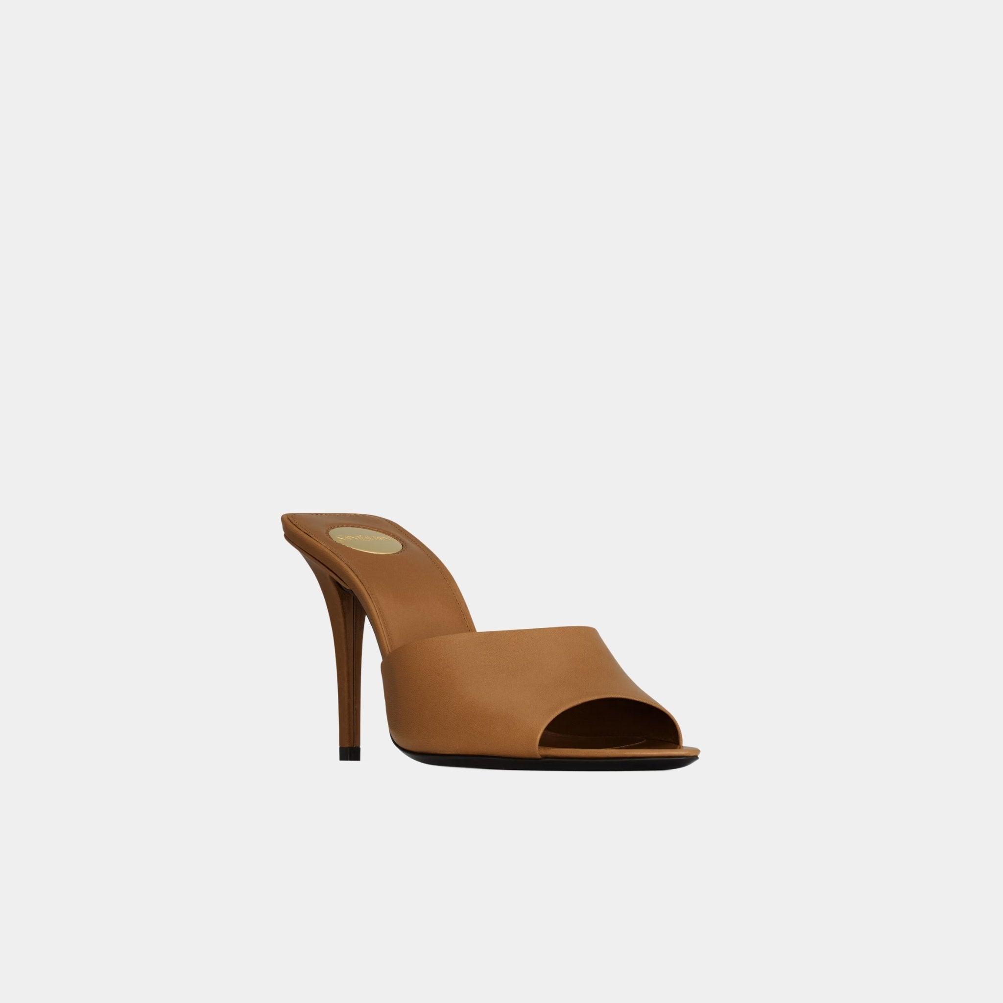 Yves Saint Laurent Romy Mules In Smooth Leather, Macadamia, Side, Front