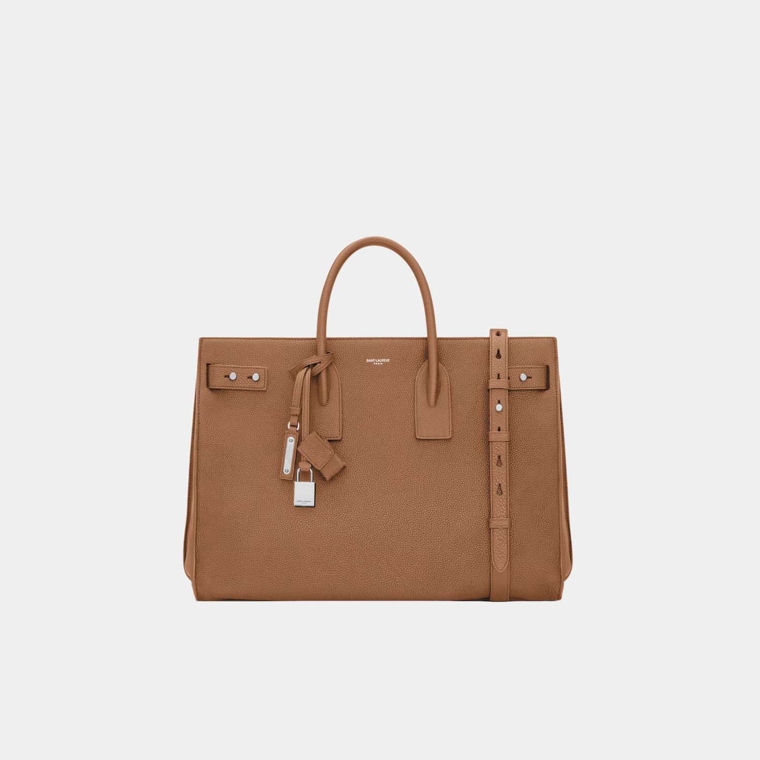 Yves Saint Laurent Sac De Jour Thin Large In Grained Leather, Fox, Front