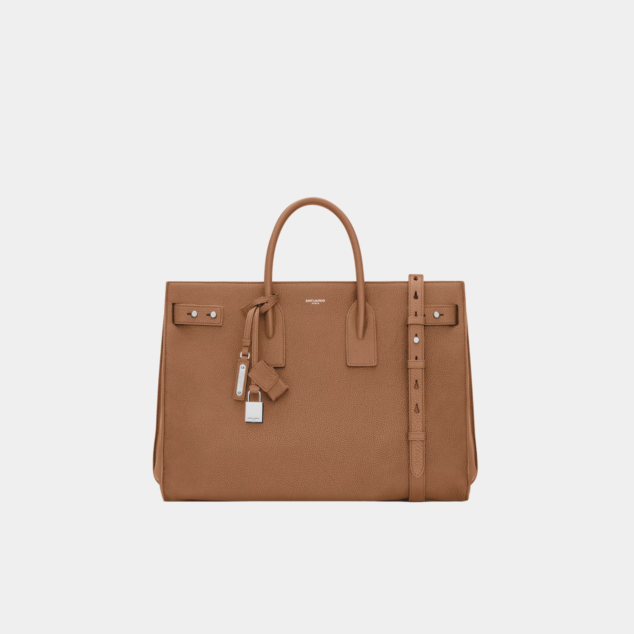 Yves Saint Laurent Sac De Jour Thin Large In Grained Leather, Fox, Front