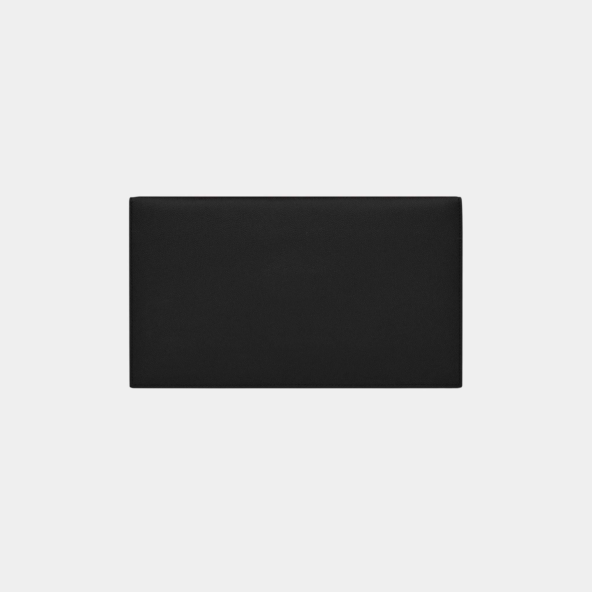 Yves Saint Laurent Uptown Pouch In Grain De Poudre Leather, Black, Back