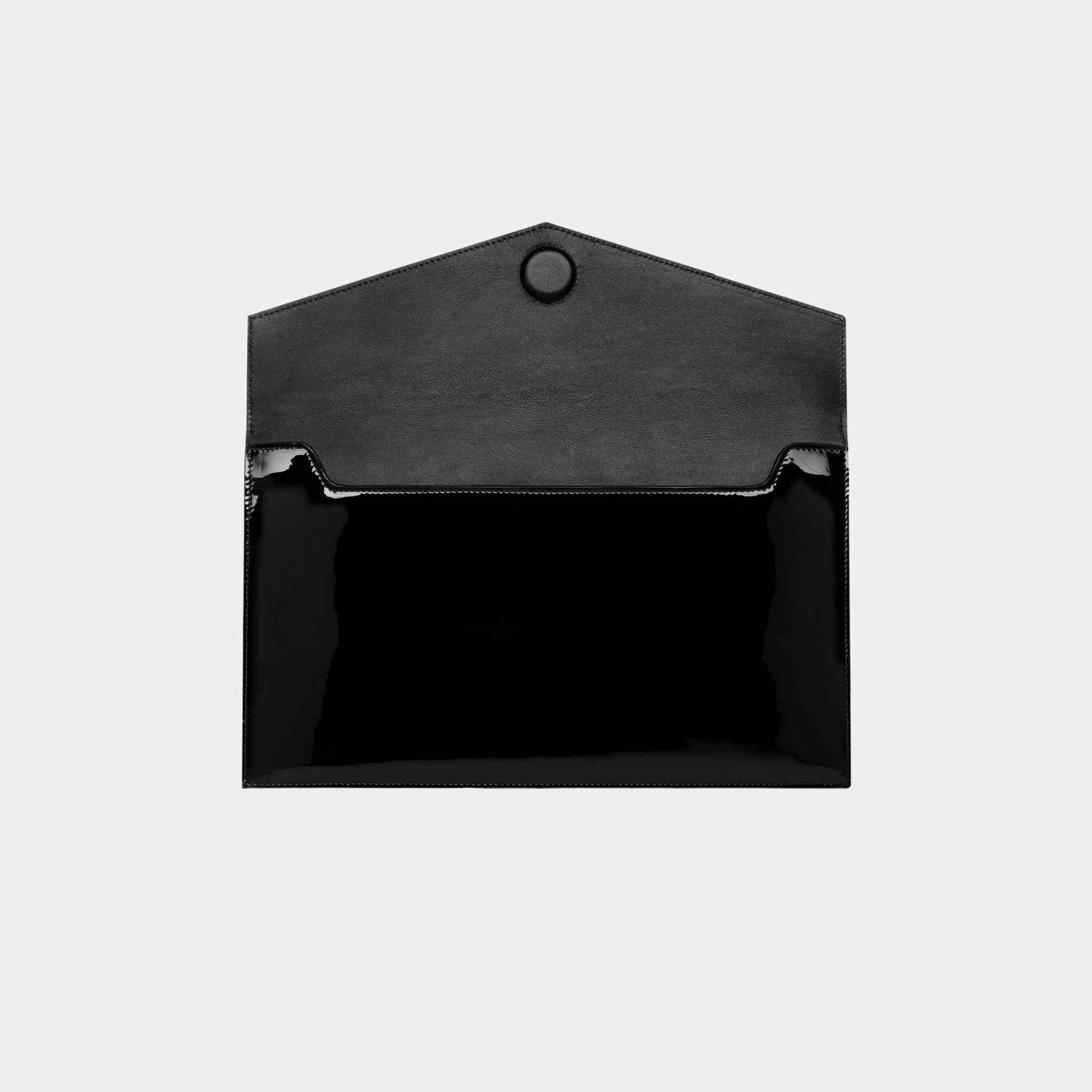 Yves Saint Laurent Uptown Pouch In Patent Leather, Black, Open