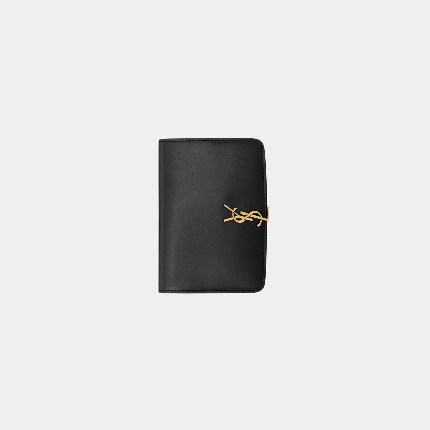 Yves Saint Laurent Voltaire Passport Case Calfskin, Black, Front