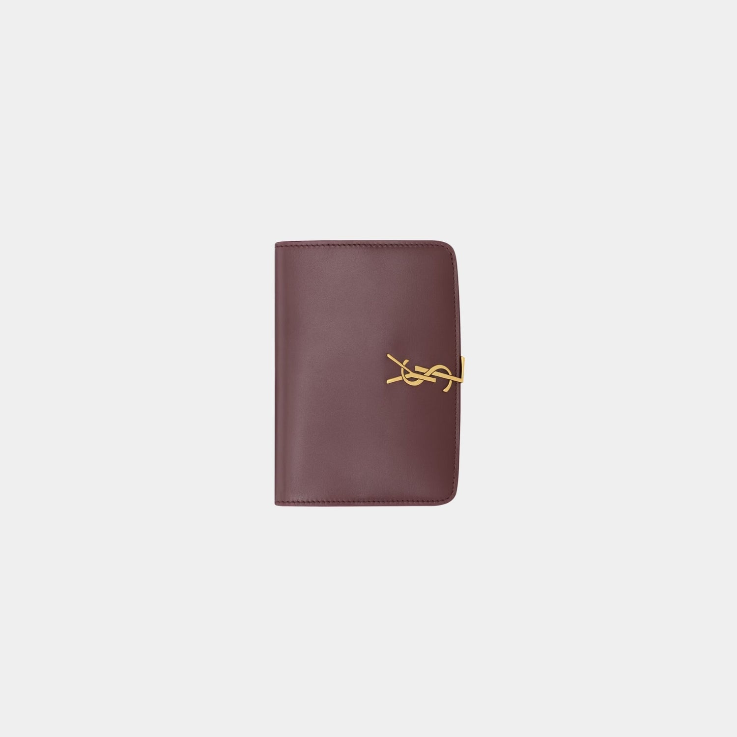 Yves Saint Laurent Voltaire Passport Case Calfskin, Hot Wine, Front