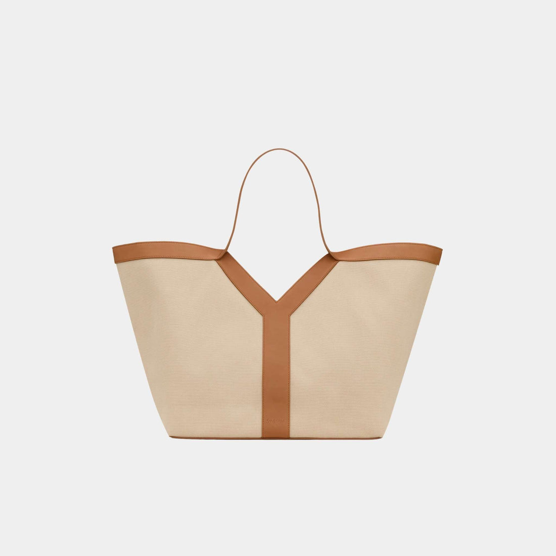 Yves Saint Laurent Y Tote In Canvas And Vegetable-Tanned Leather, Front