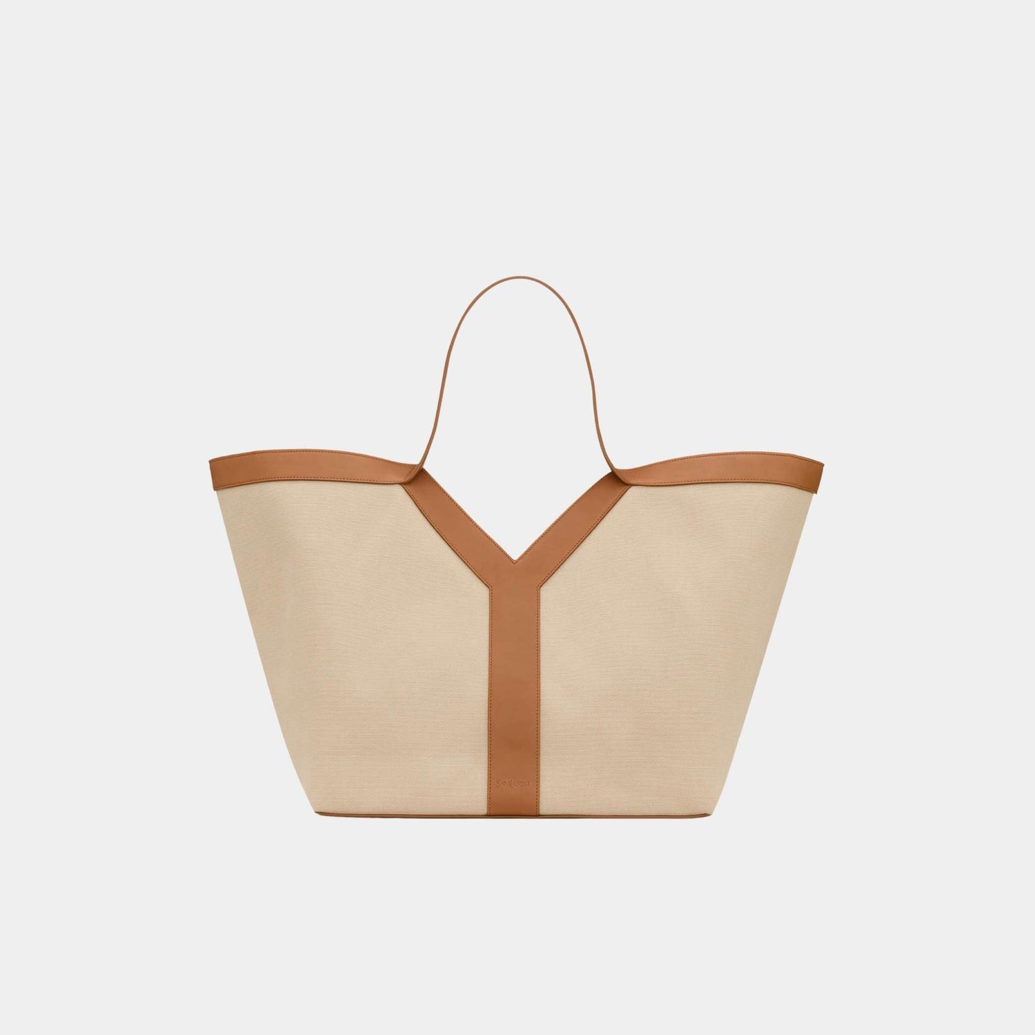 Yves Saint Laurent Y Tote In Canvas And Vegetable-Tanned Leather, Front