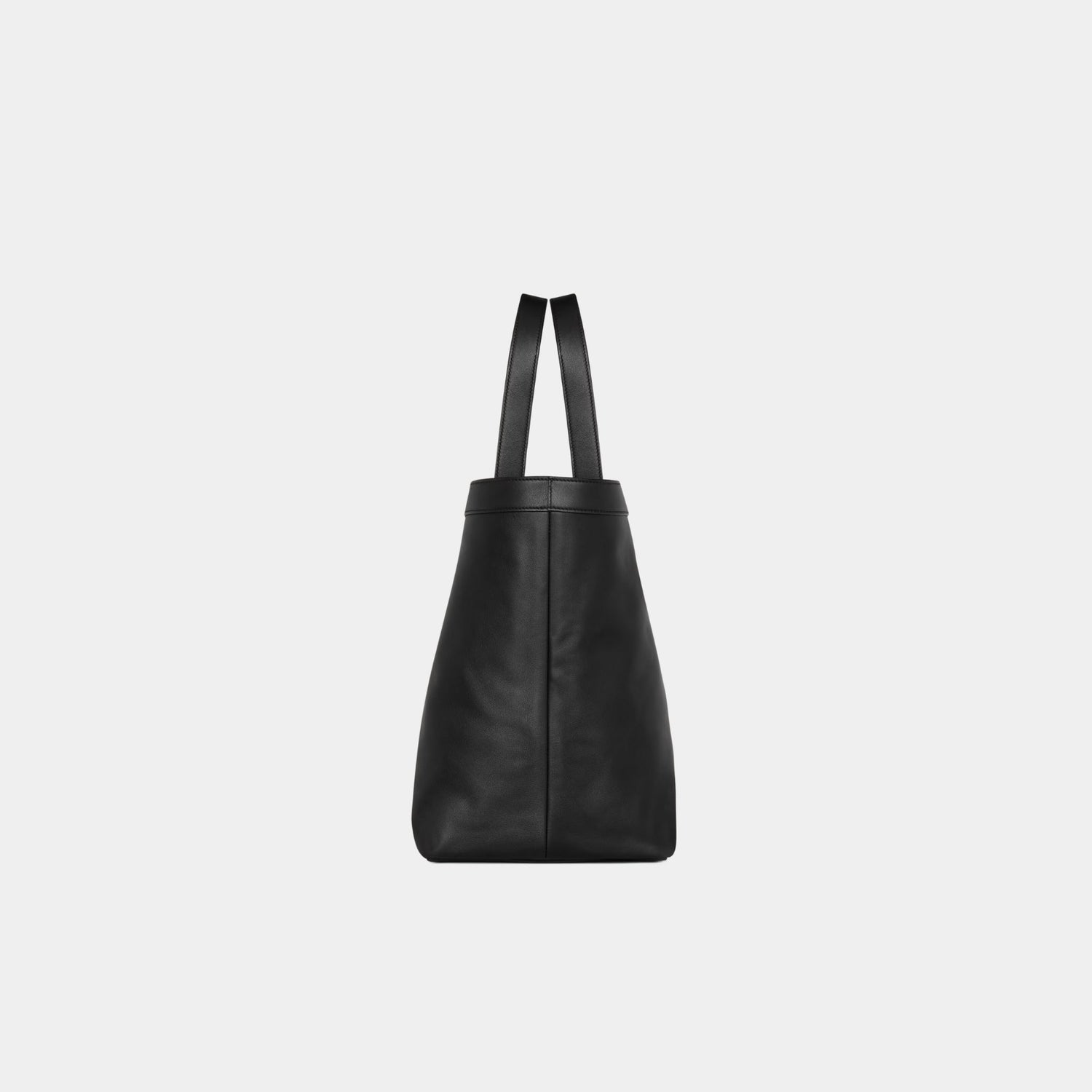 Yves Saint Laurent Y Tote Grained Leather With Tonal Suede Lining, Black, Side
