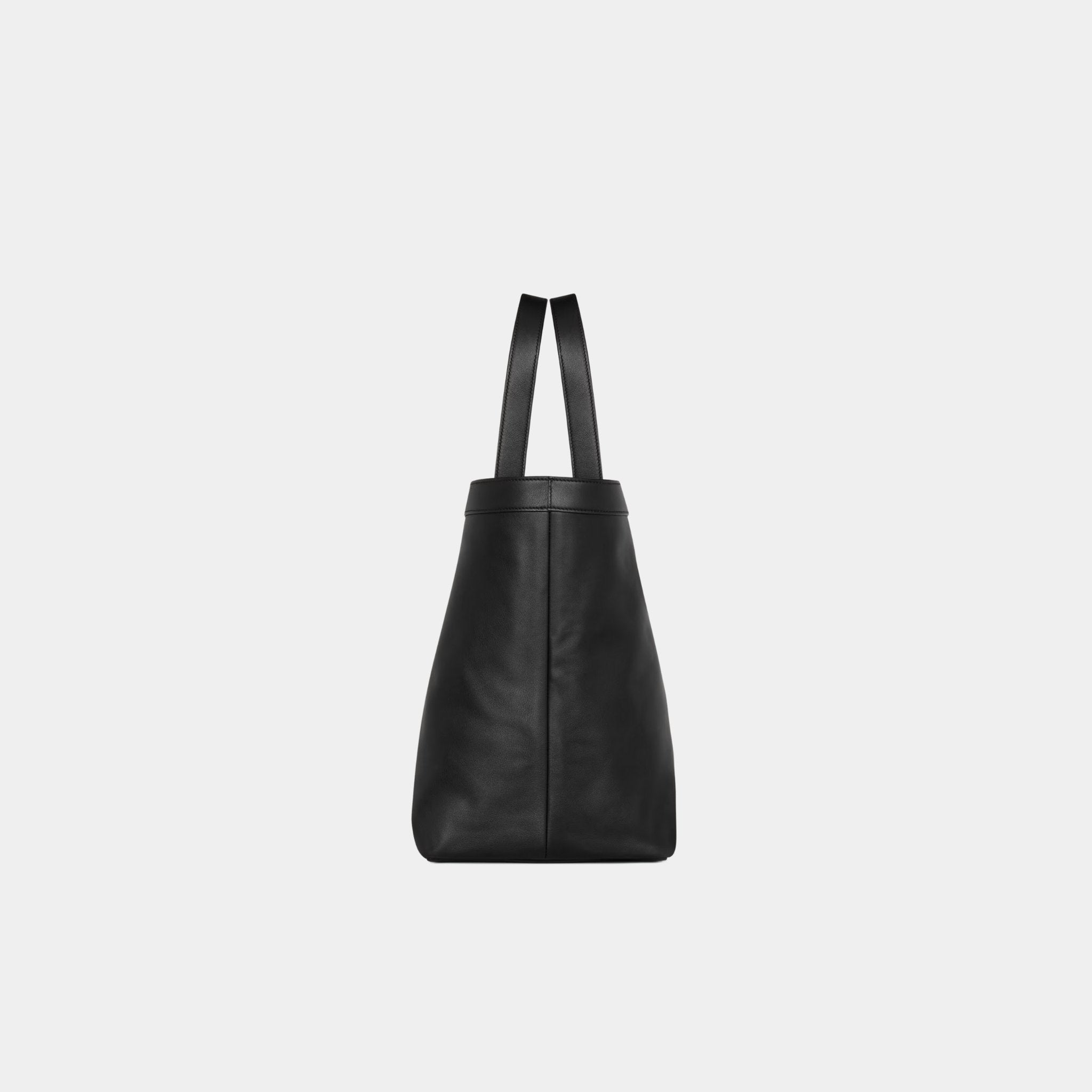 Yves Saint Laurent Y Tote Grained Leather With Tonal Suede Lining, Black, Side
