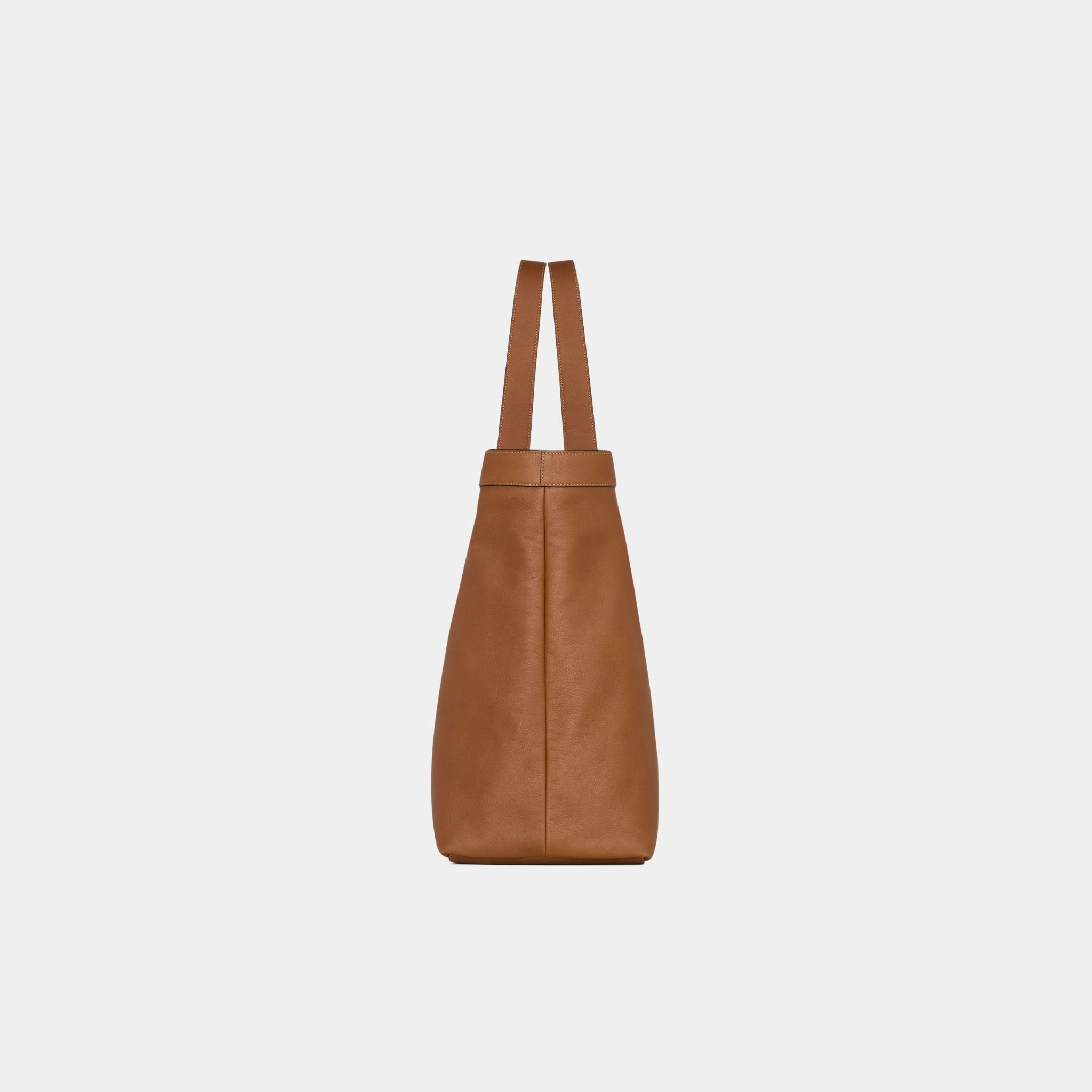 Yves Saint Laurent Y Tote In Leather With Tonal Suede Lining, Brick, Side