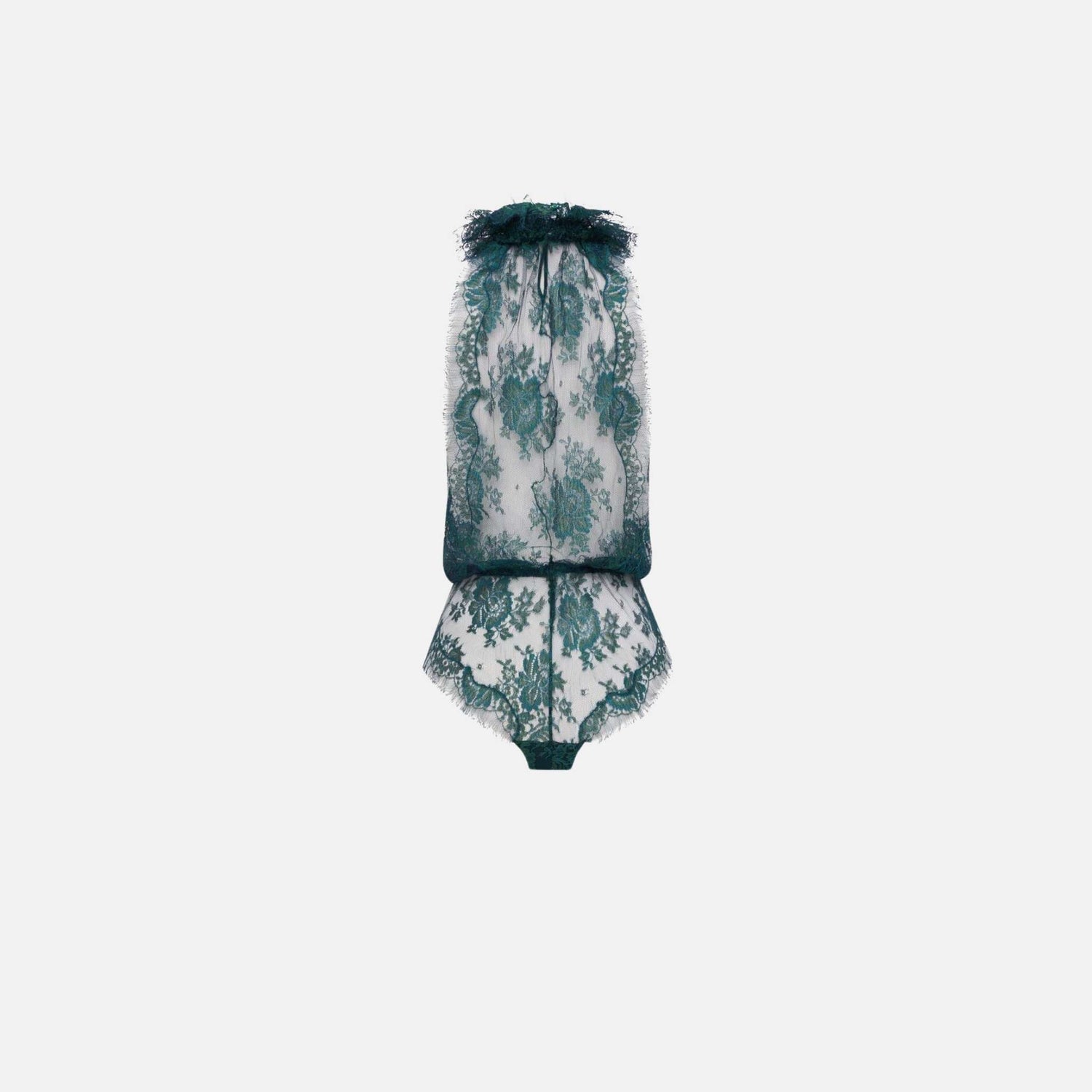 Yves Saint Laurent Bodysuit In Lace, Vert Emeraude, Back