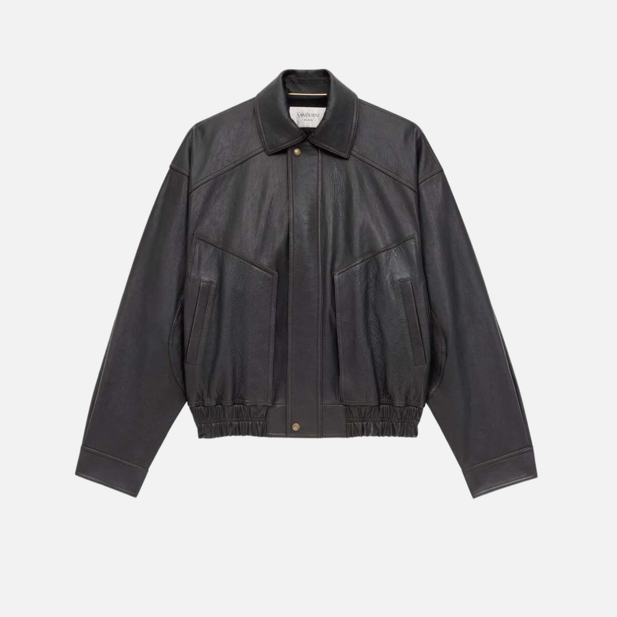 Yves Saint Laurent Bomber Jacket In Grained Lambskin, Front