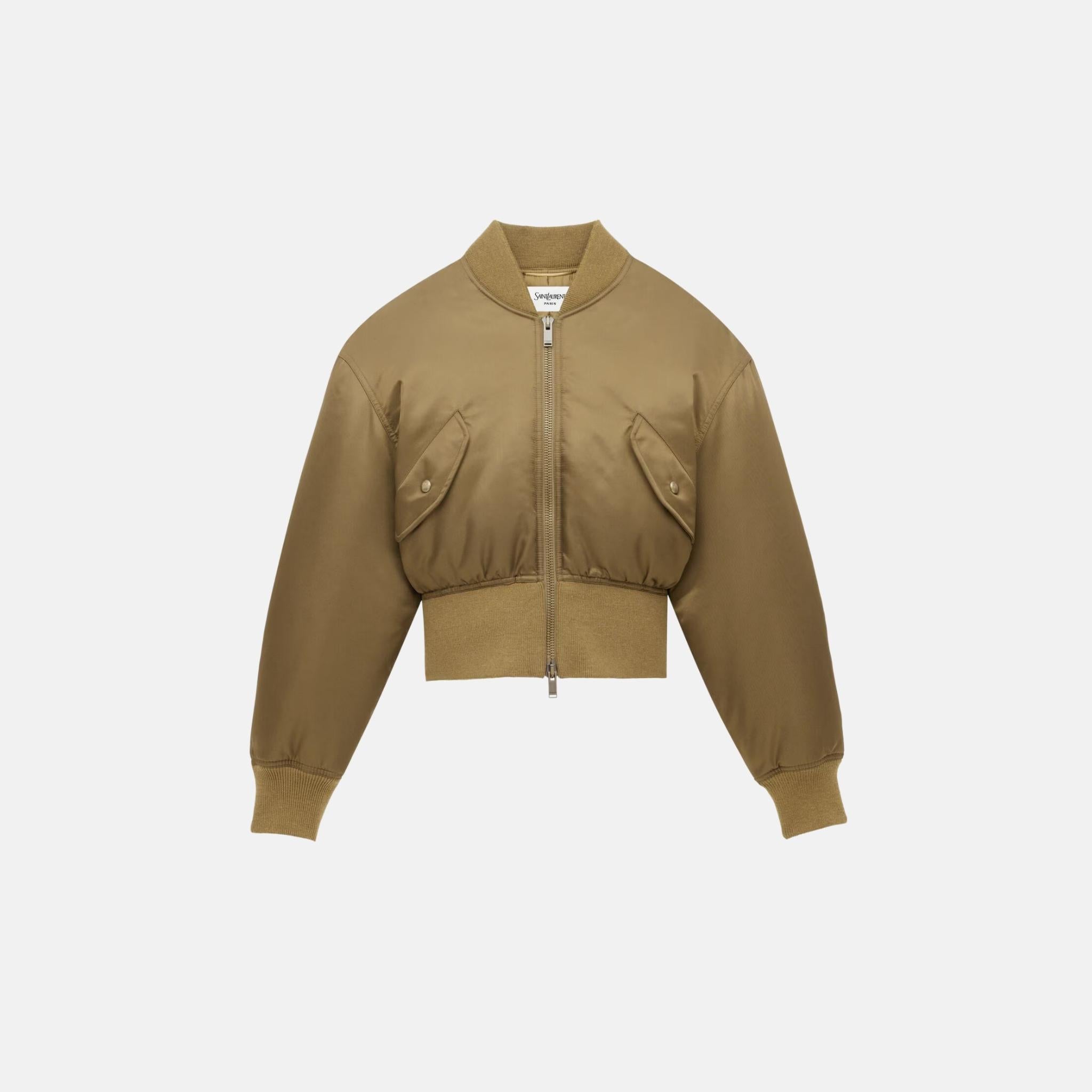 Yves Saint Laurent Bomber Jacket In Shiny Nylon, Front