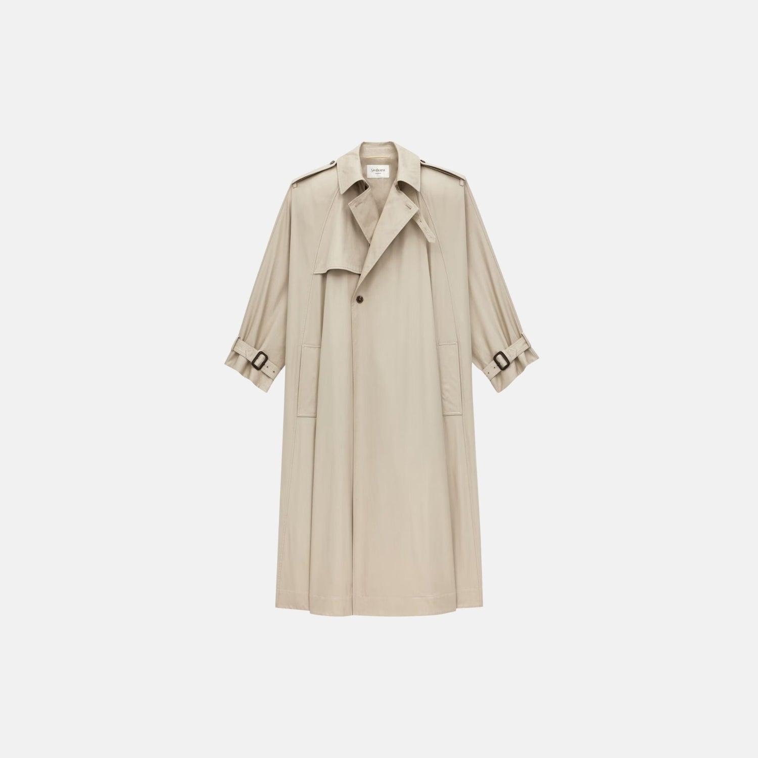 Yves Saint Laurent Cape Trench Coat In Cotton Twill, Front