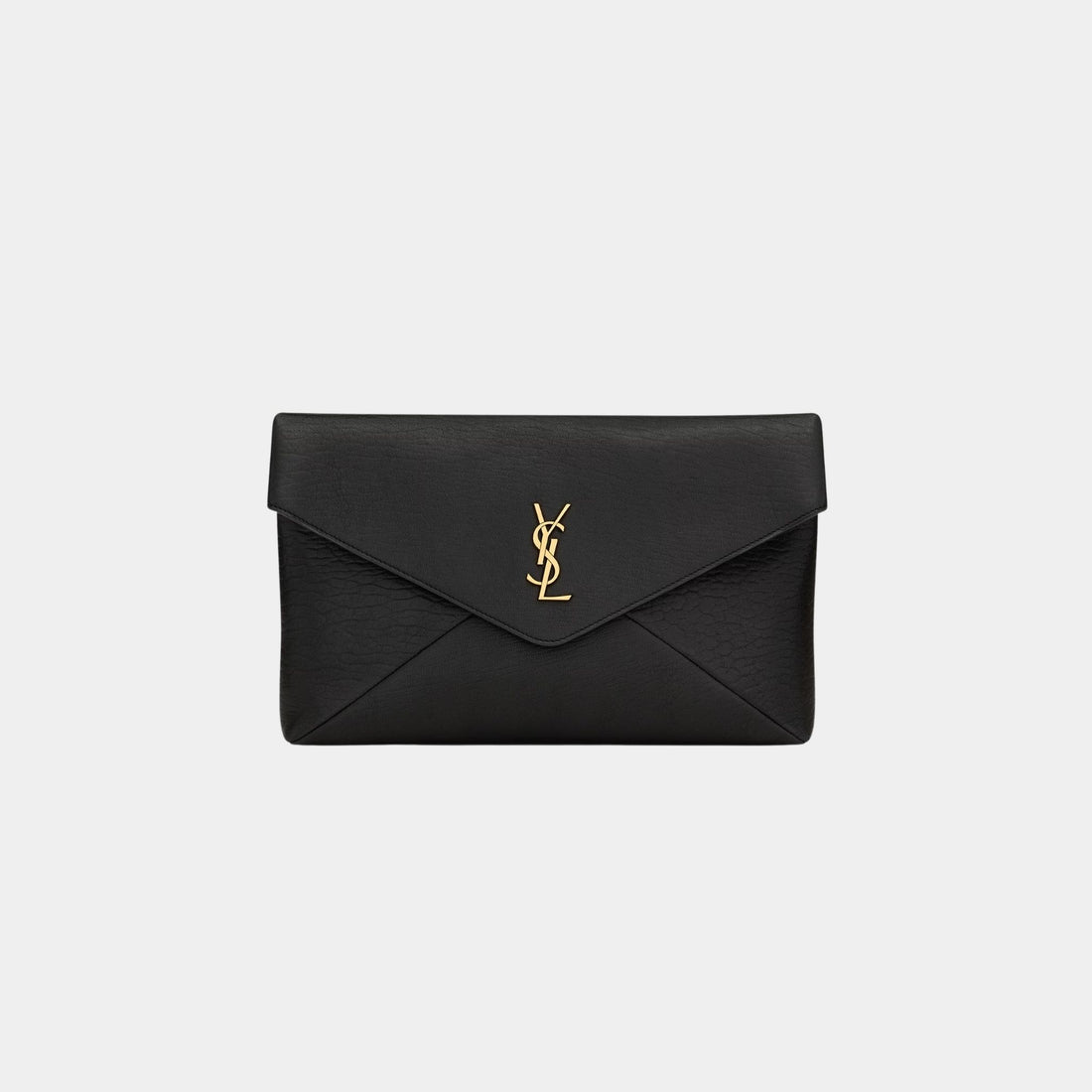 Yves Saint Laurent Cassandre large Envelope Pouch Lambskin, Black, Front